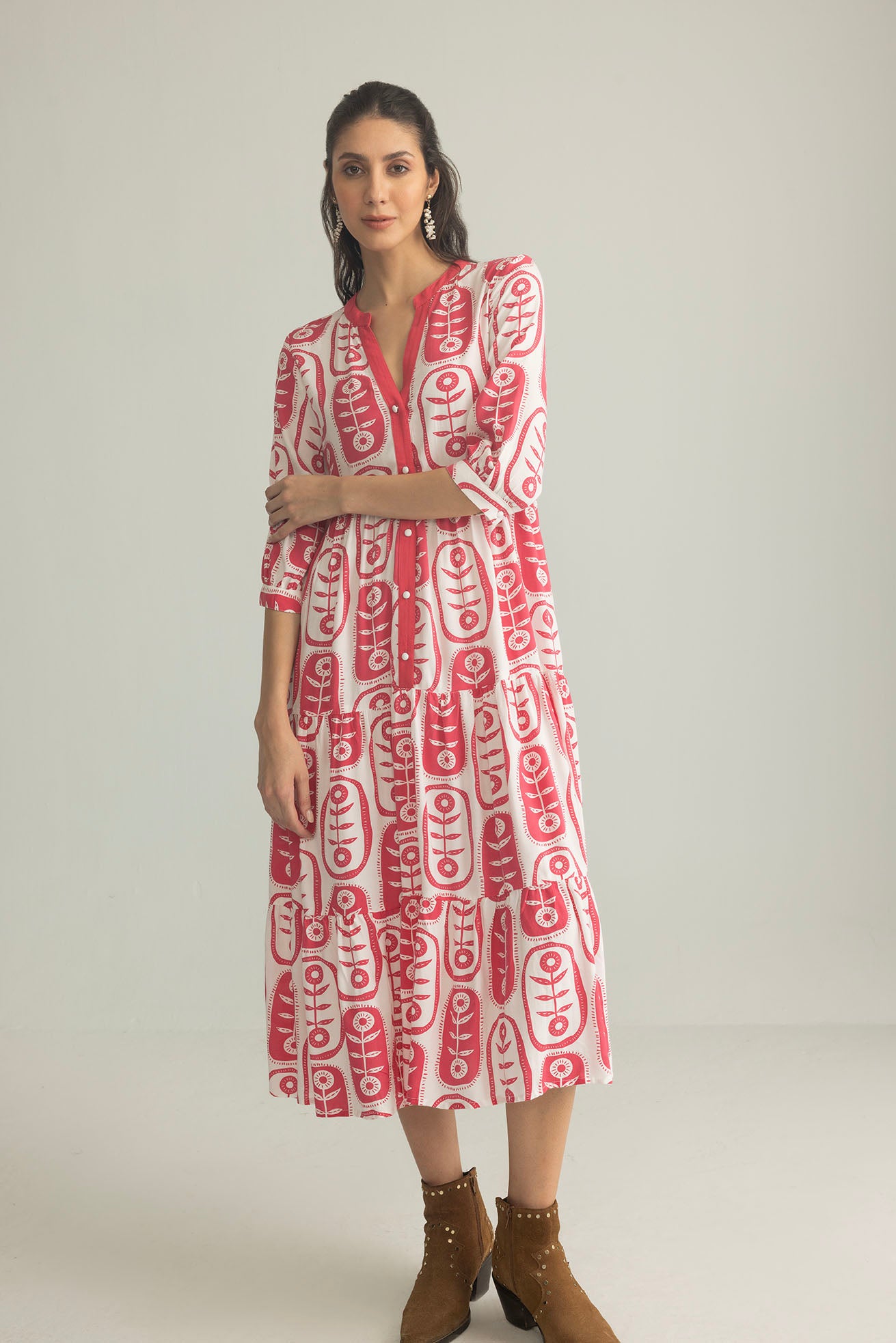 The Herbarium Long Dress in Ivory Pink