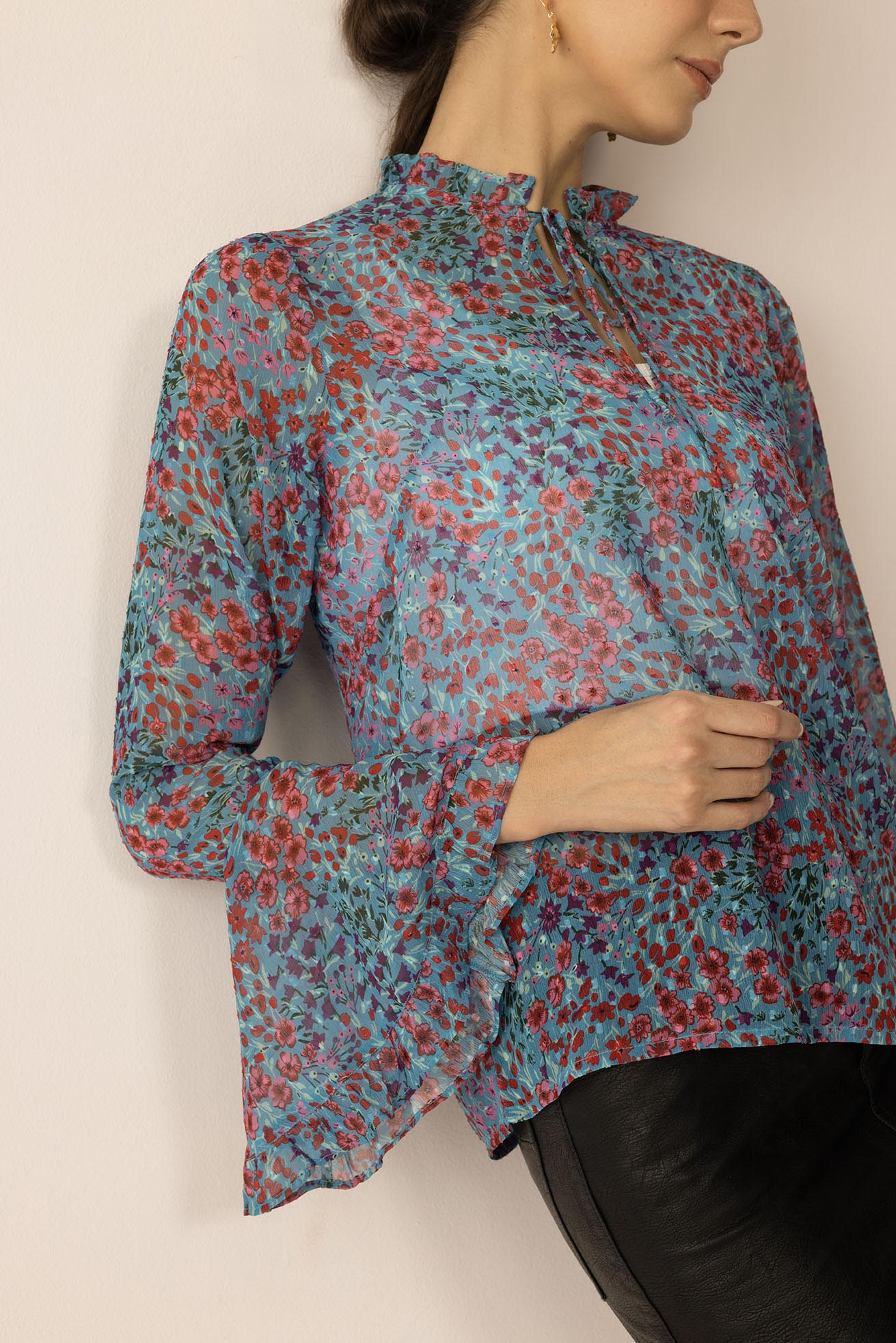 Rosette Reverie Top in Blue