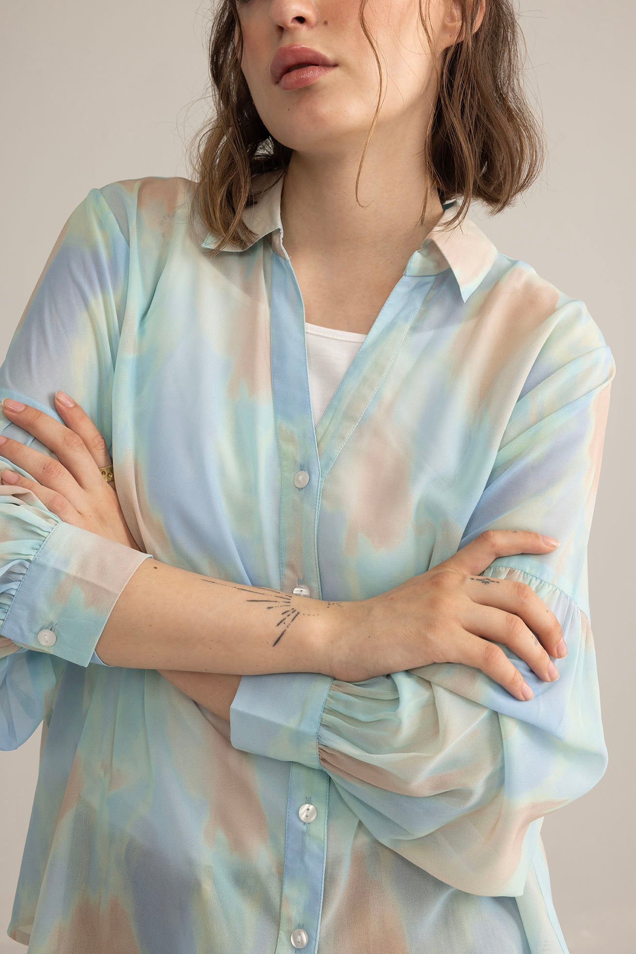 Elysia Printed Shirt in Lunar White