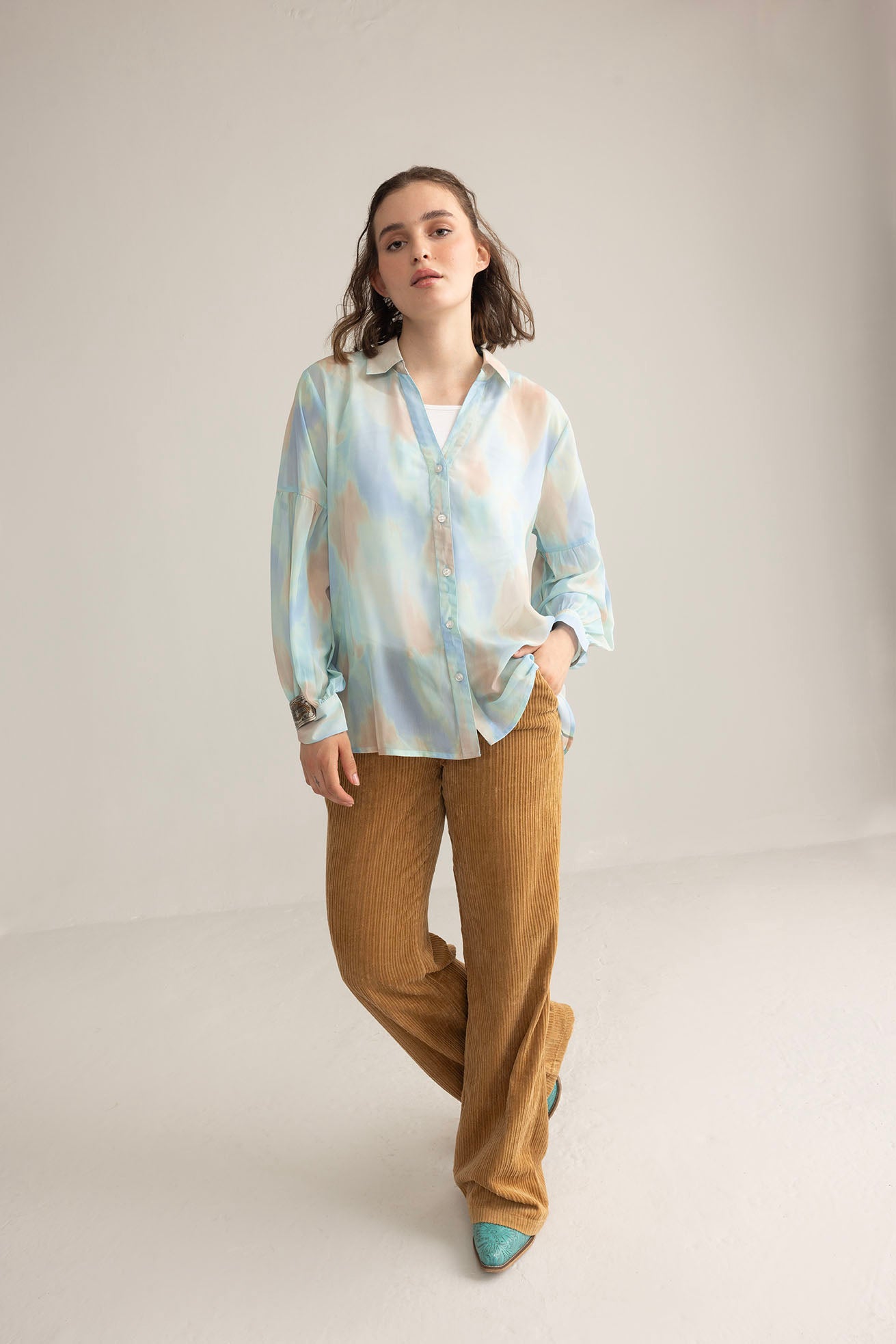 Elysia Printed Shirt in Lunar White