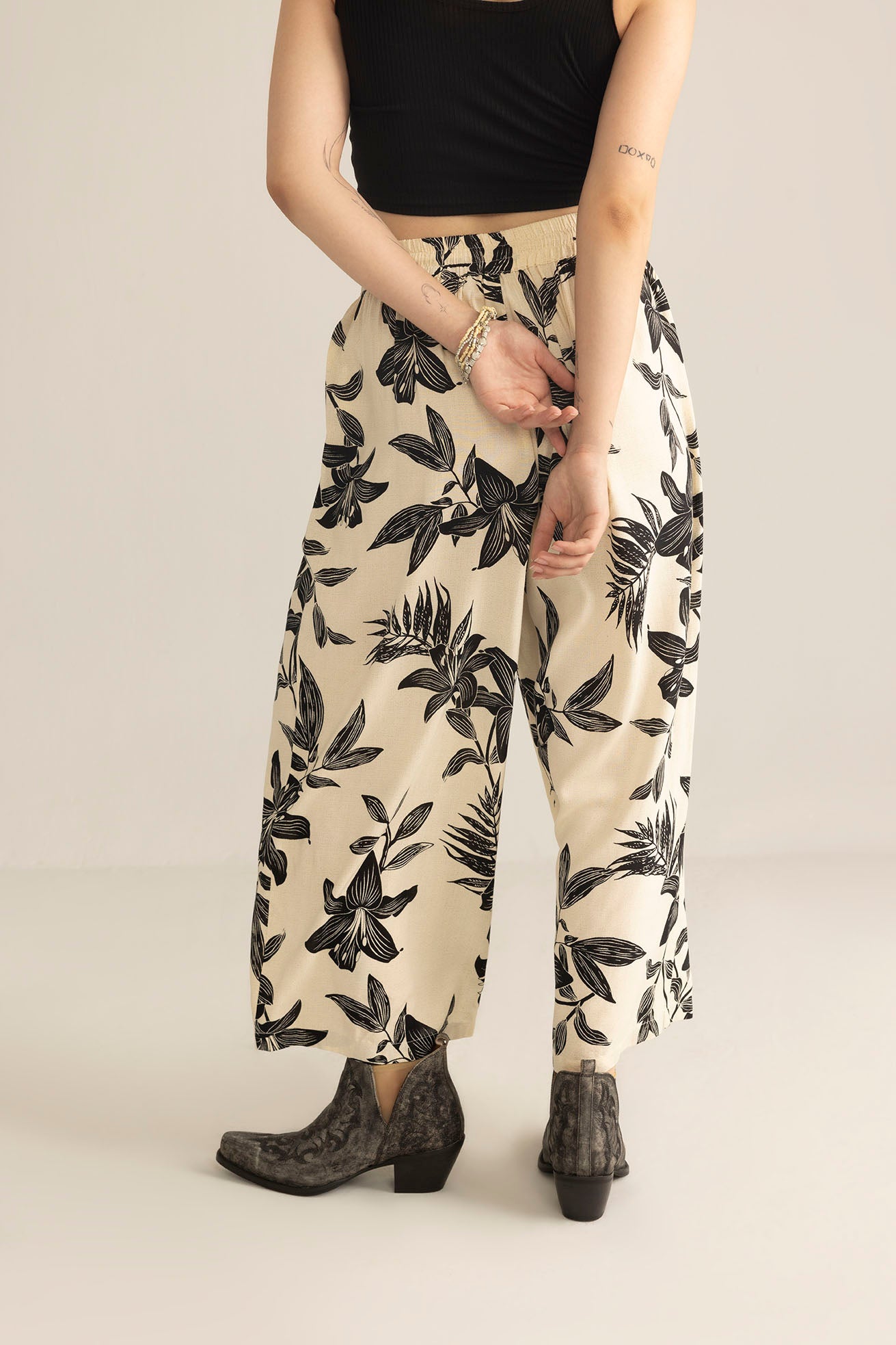 Zen Garden Women's Pants in White & Black