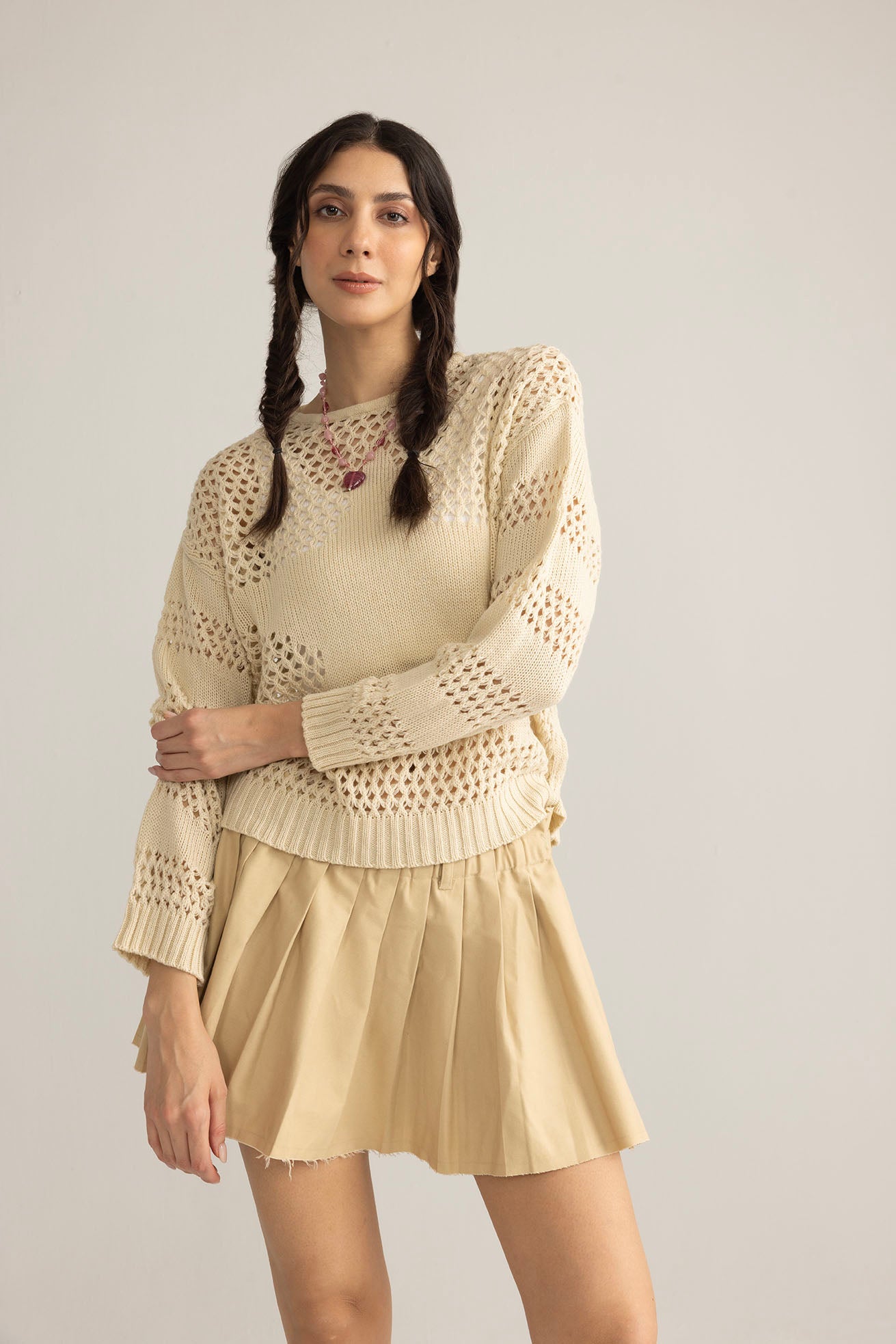 Midnight Mesa Knitted Sweater in Brown