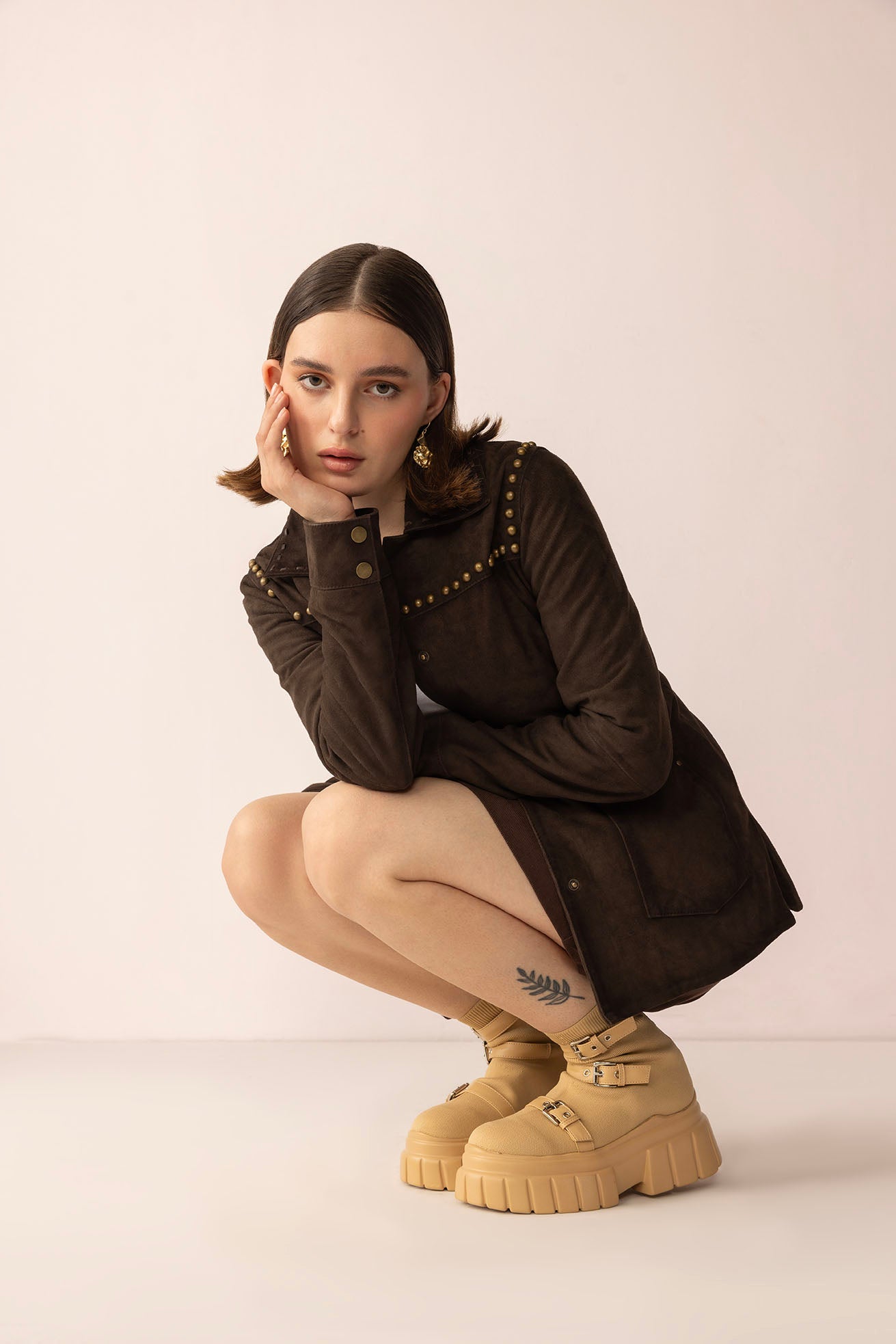 Grit & Glisten Leather Jacket in Shadow Brown