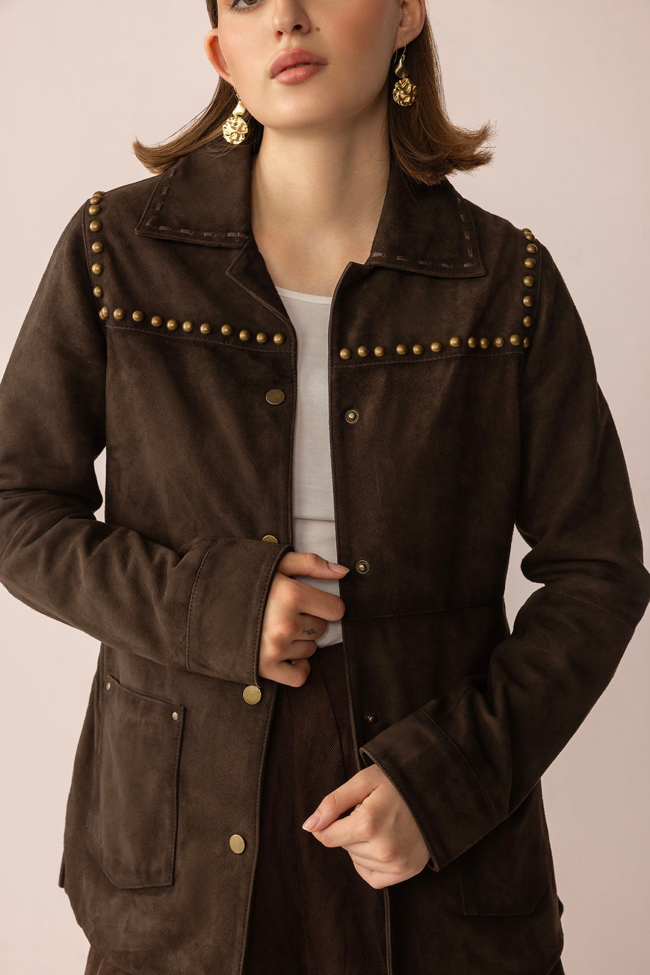 Grit & Glisten Leather Jacket in Shadow Brown