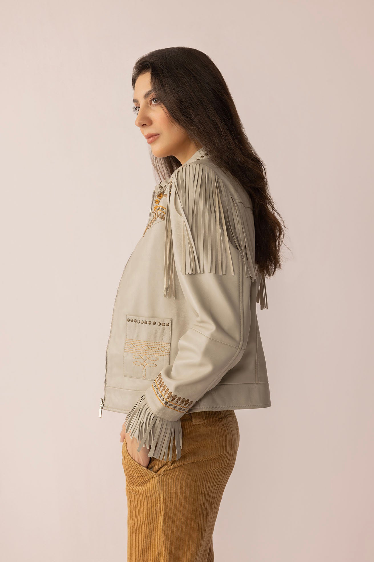 Dust & Daisies Leather Jacket in Starlit White