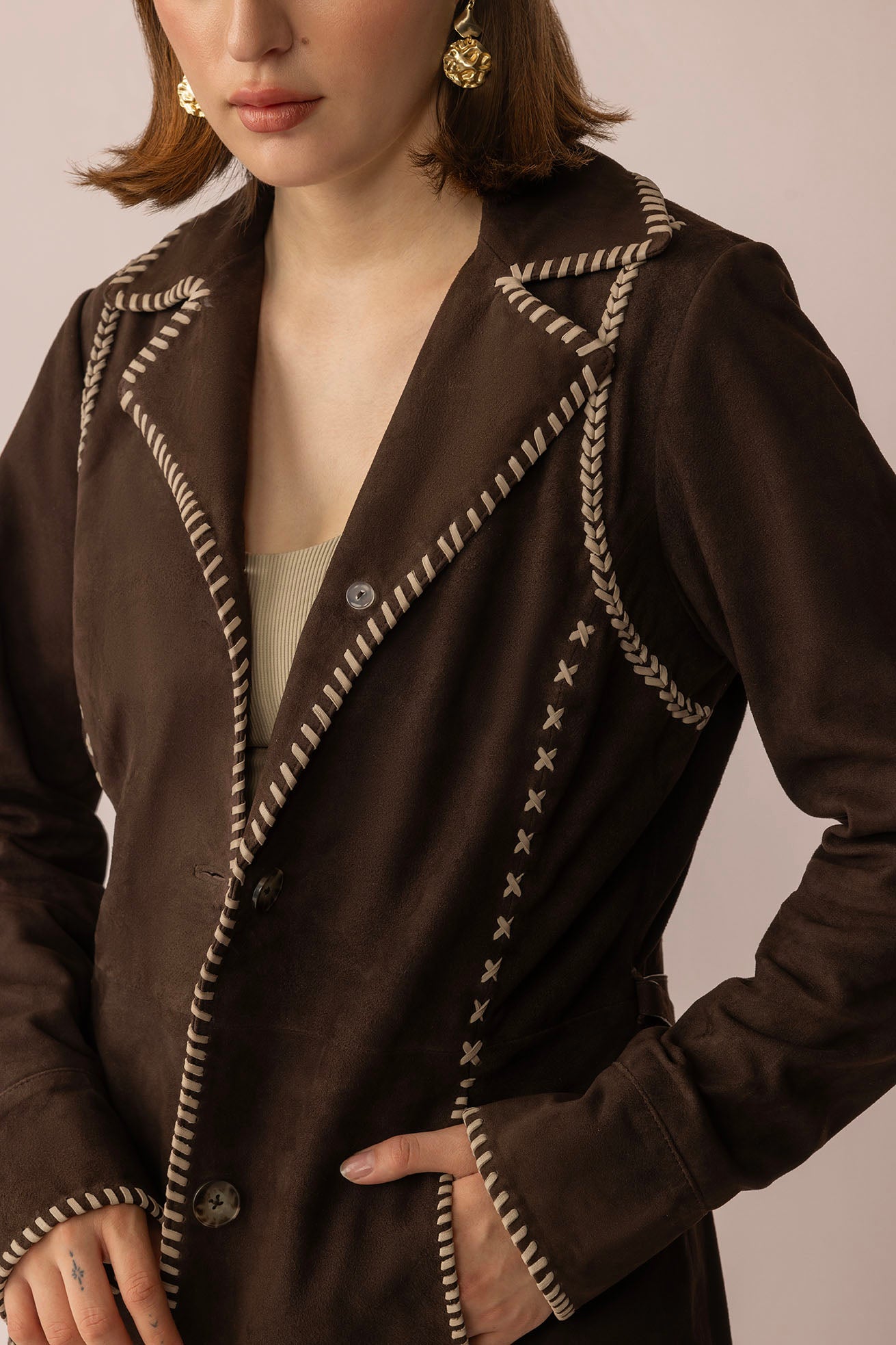 Wandering Compass Leather Jacket in Sierra Black