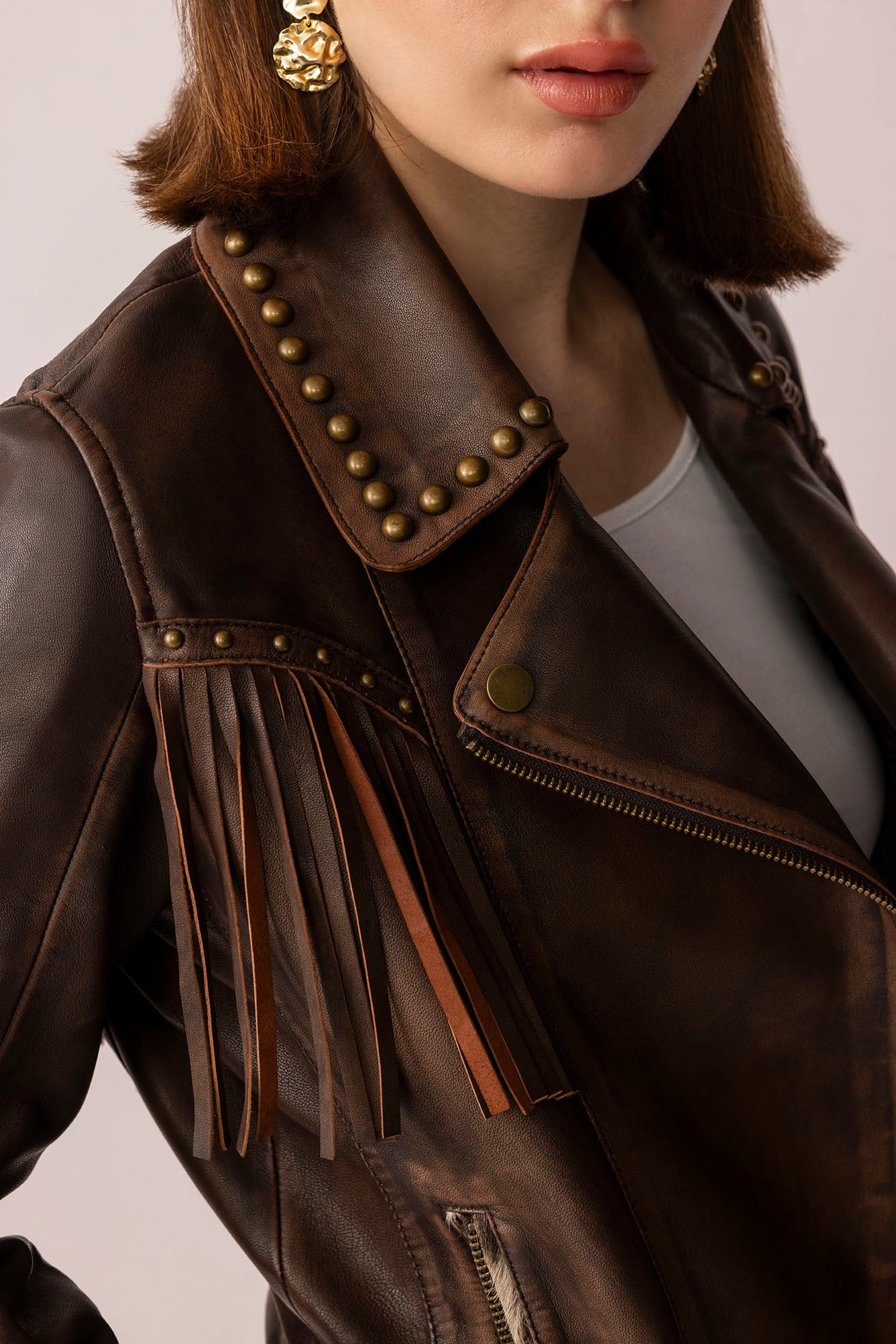 Fury Rider Leather Jacket in Smoky Brown