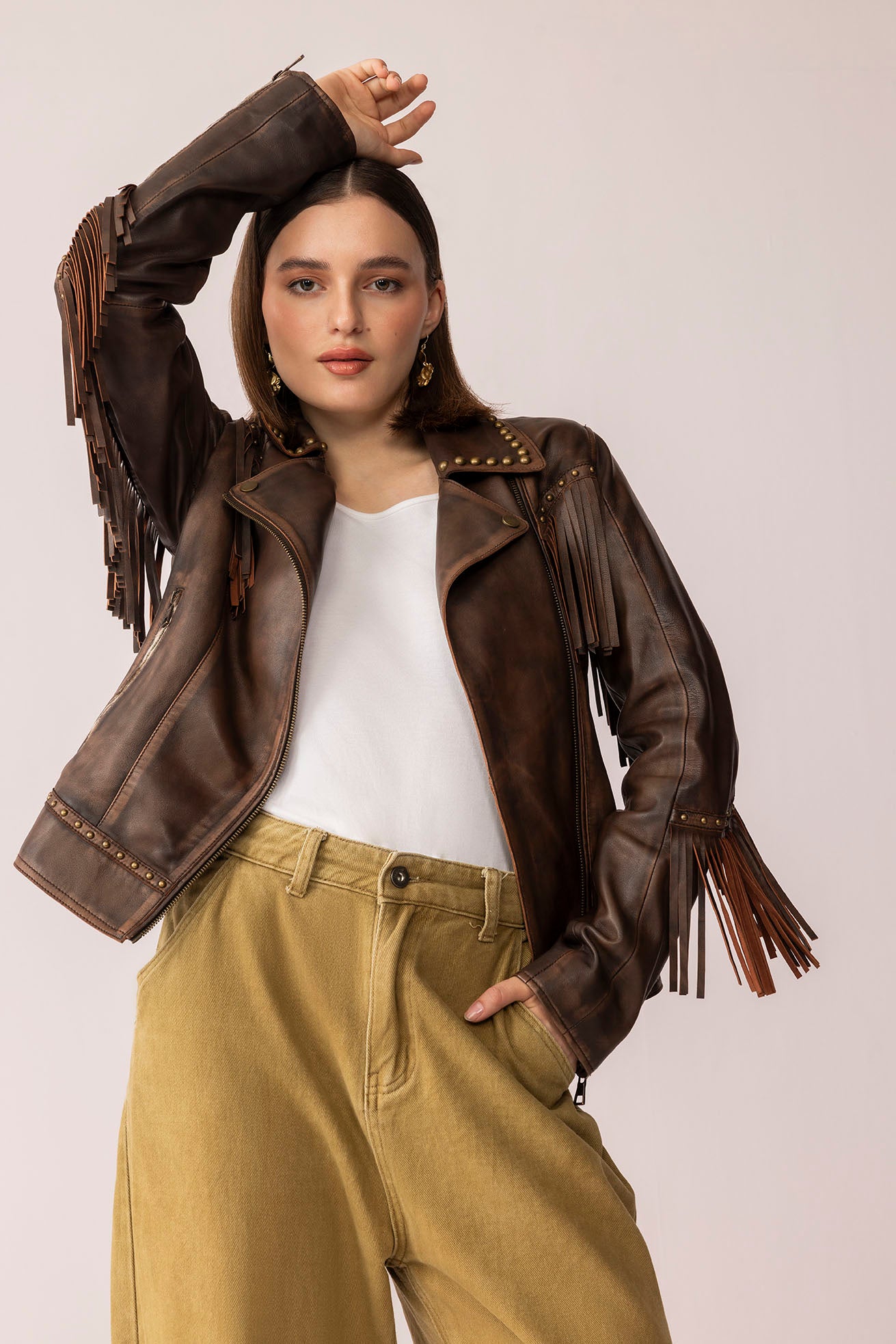 Fury Rider Leather Jacket in Smoky Brown