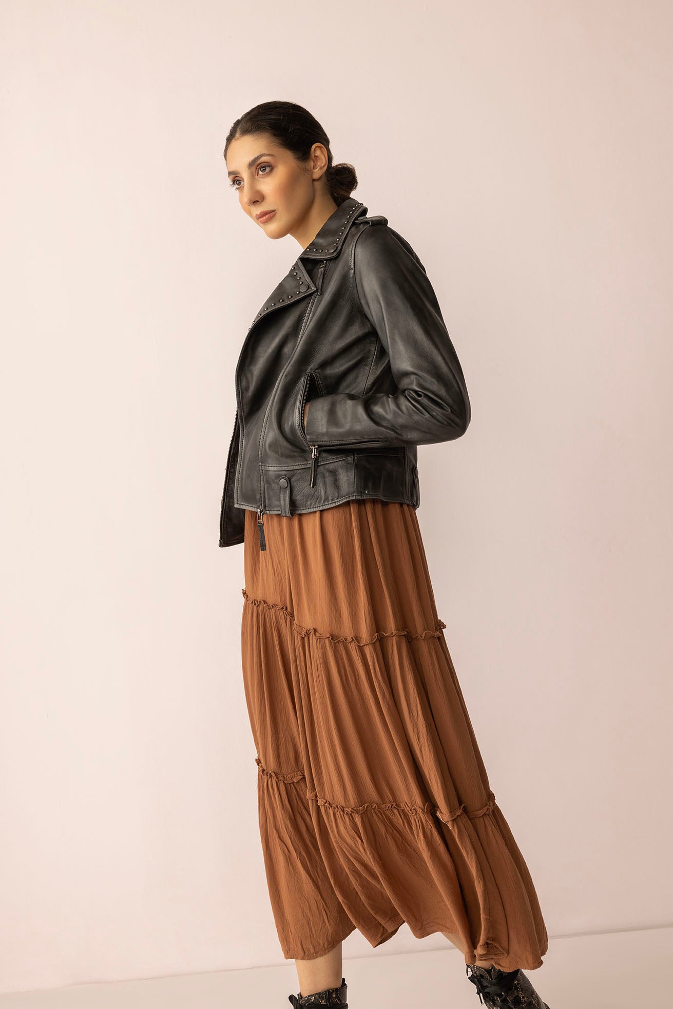 Punk Pulse Leather Jacket in Static Black