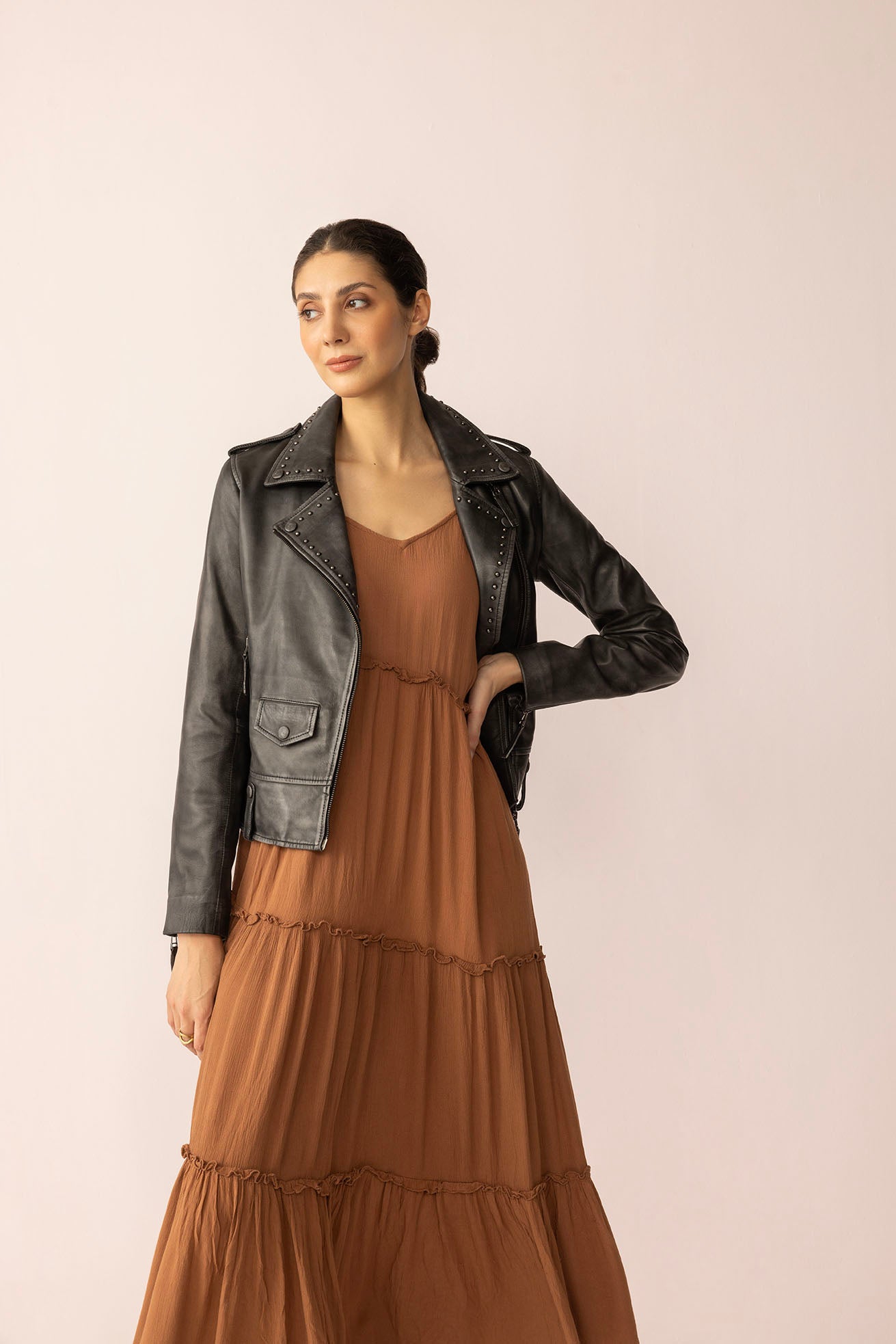 Punk Pulse Leather Jacket in Static Black