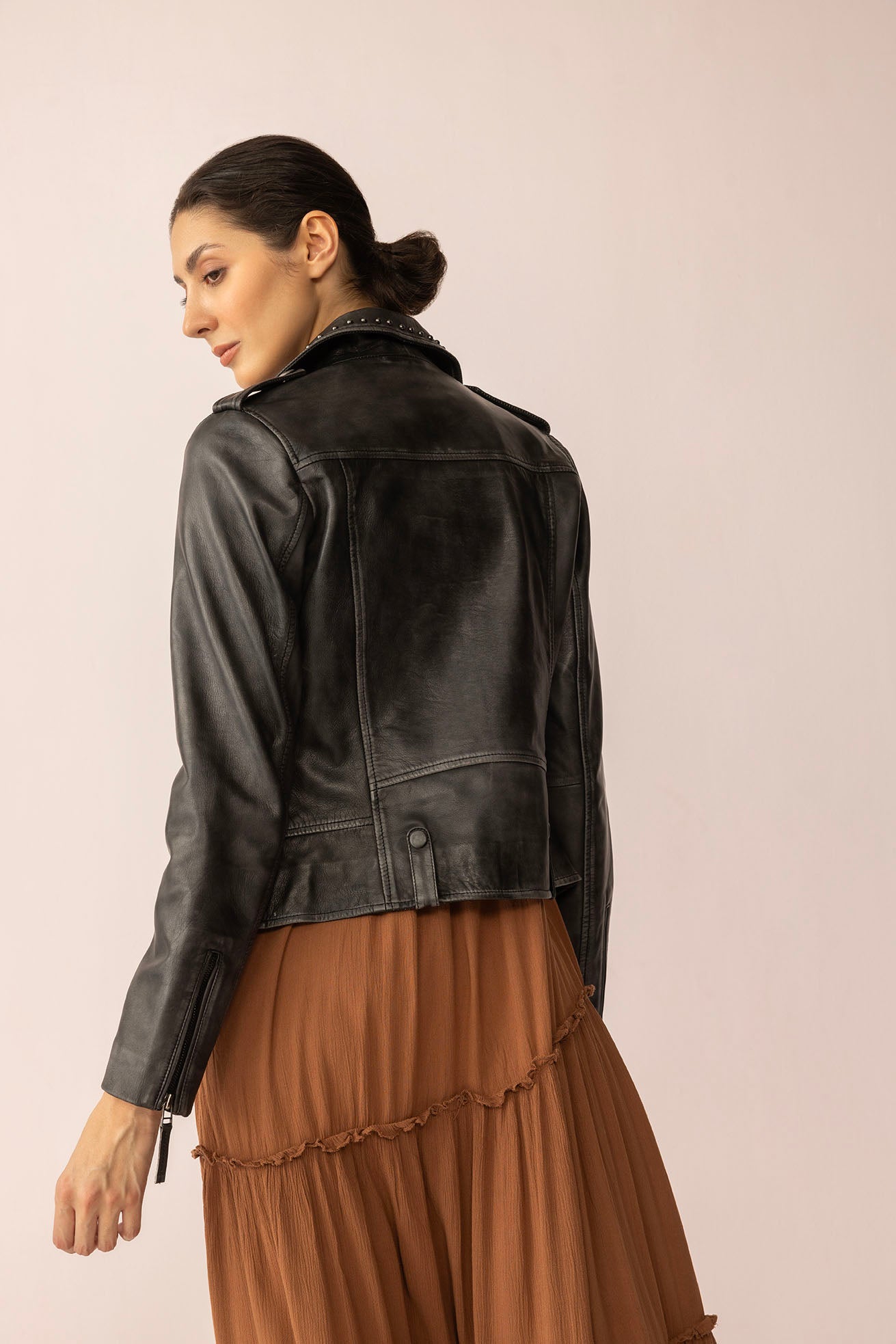 Punk Pulse Leather Jacket in Static Black