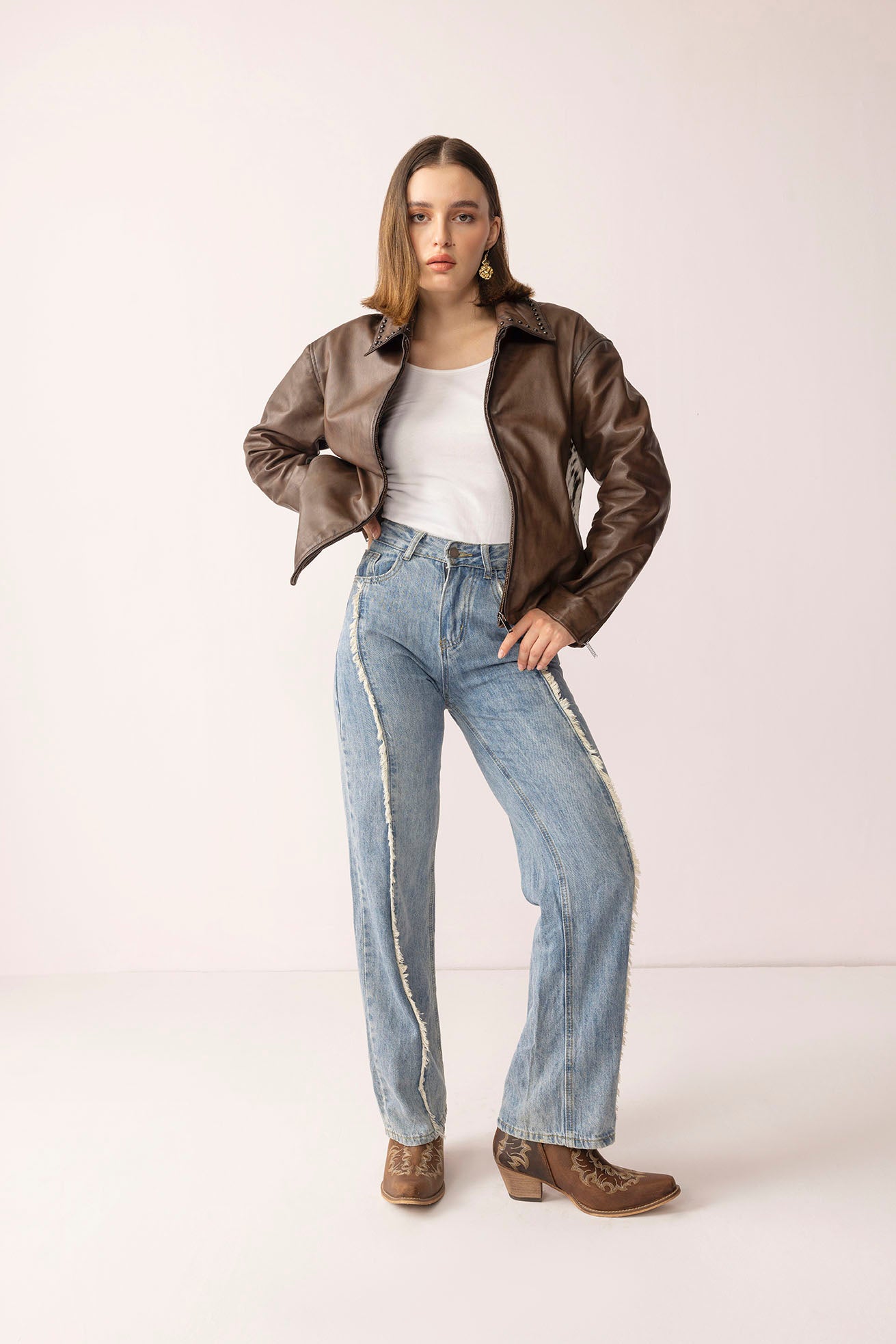 Emberhide Leather Jacket in Buckle Brown