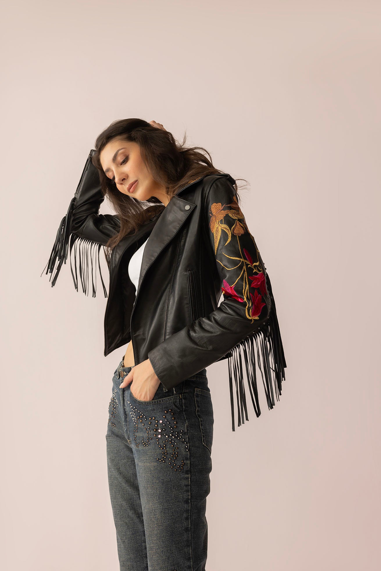 Thorn & Thunder Leather Jacket in Ink Bloom