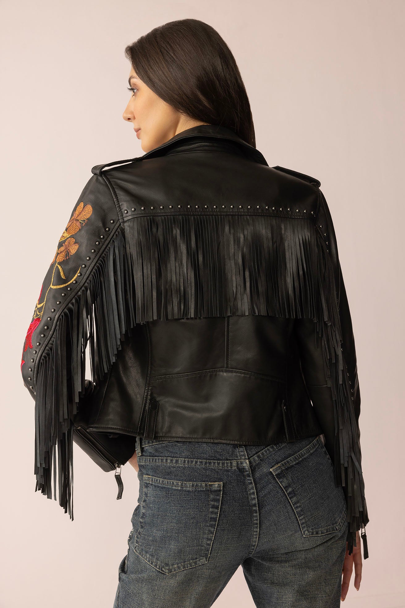 Thorn & Thunder Leather Jacket in Ink Bloom