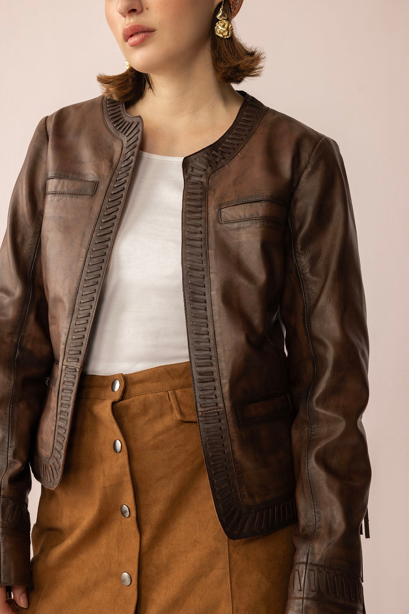 The Outlaw Edit Leather Jacket in Dusk Brown