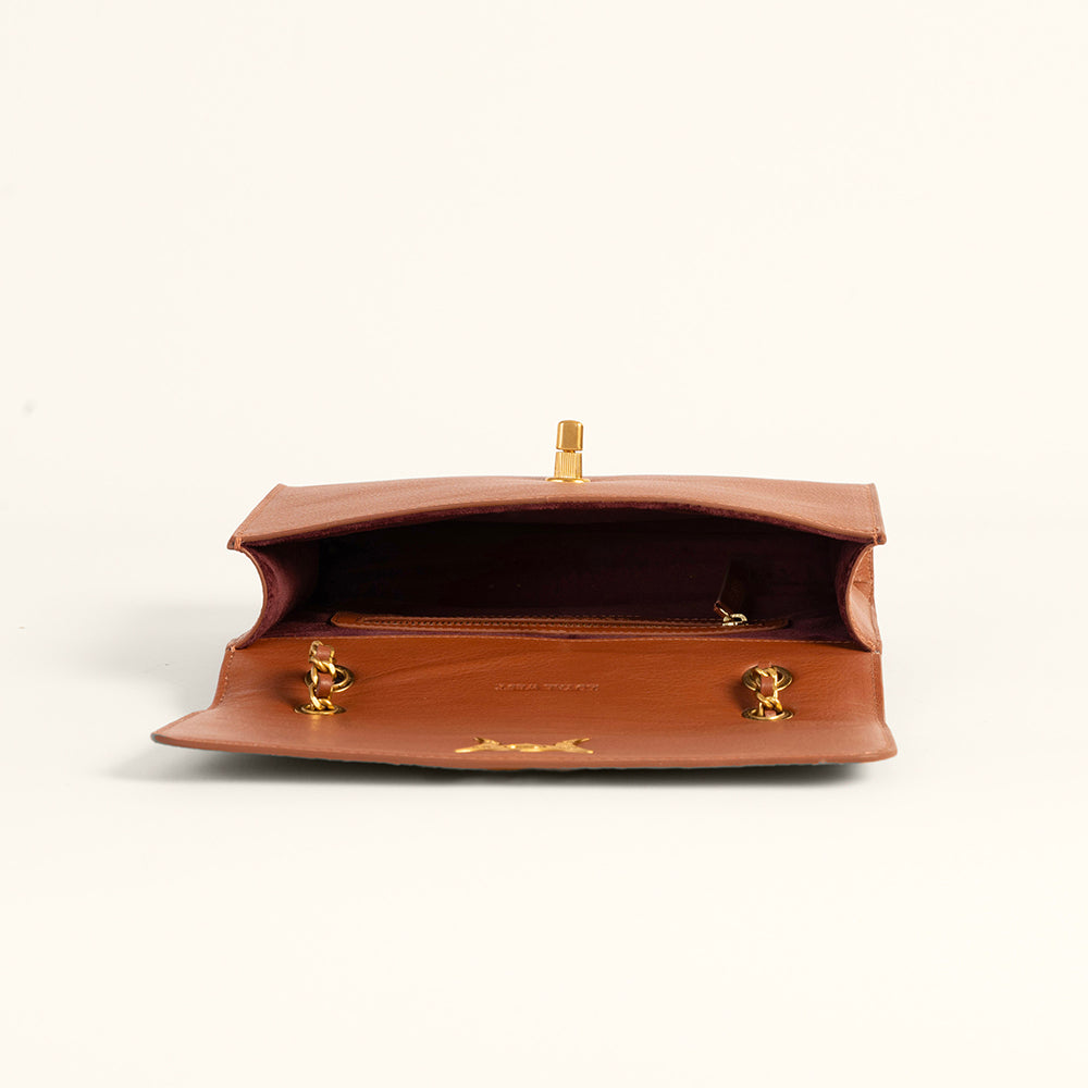 Savi Small Embossed Leather Bag - Amber Glow