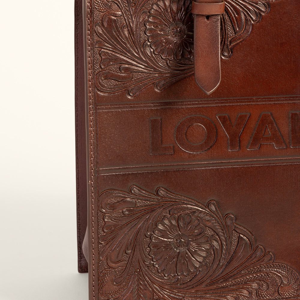 Mivva Handtooled Medium Bag - Brunette Leather