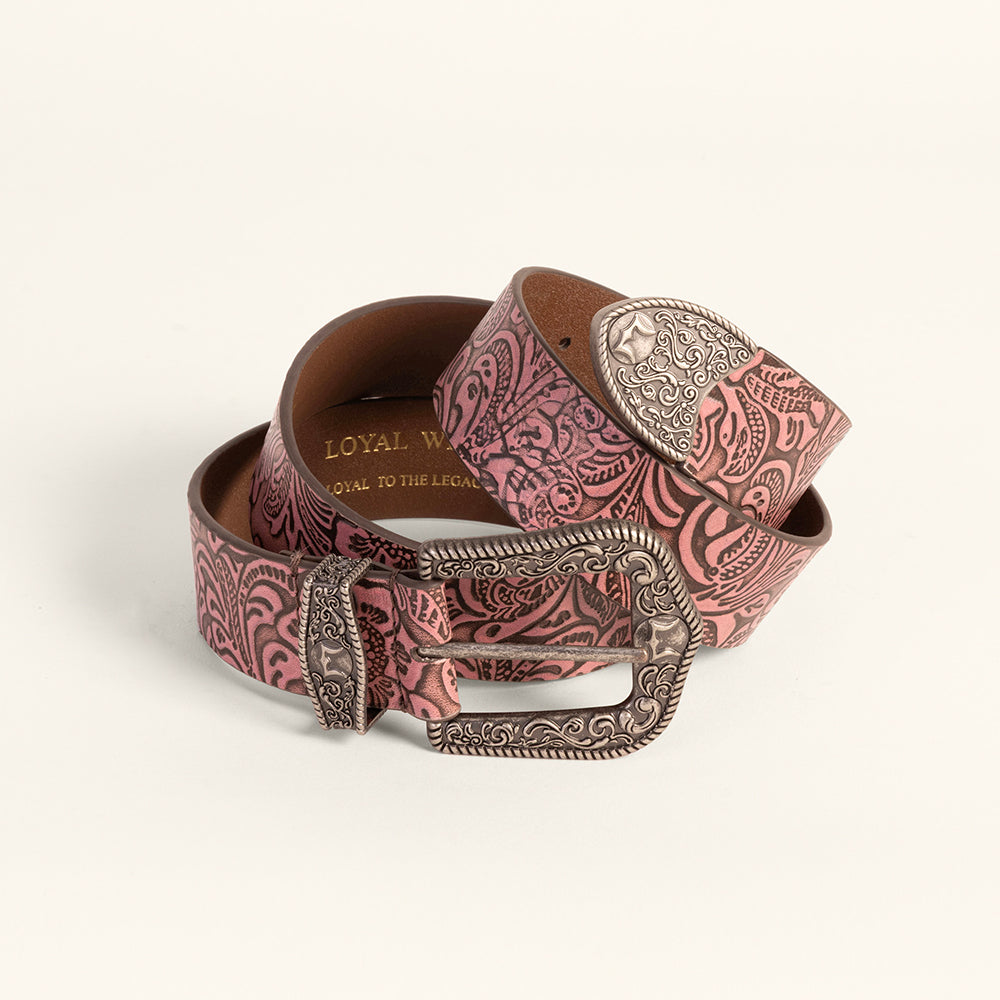 Sophia Belt-Pink Floral Leather