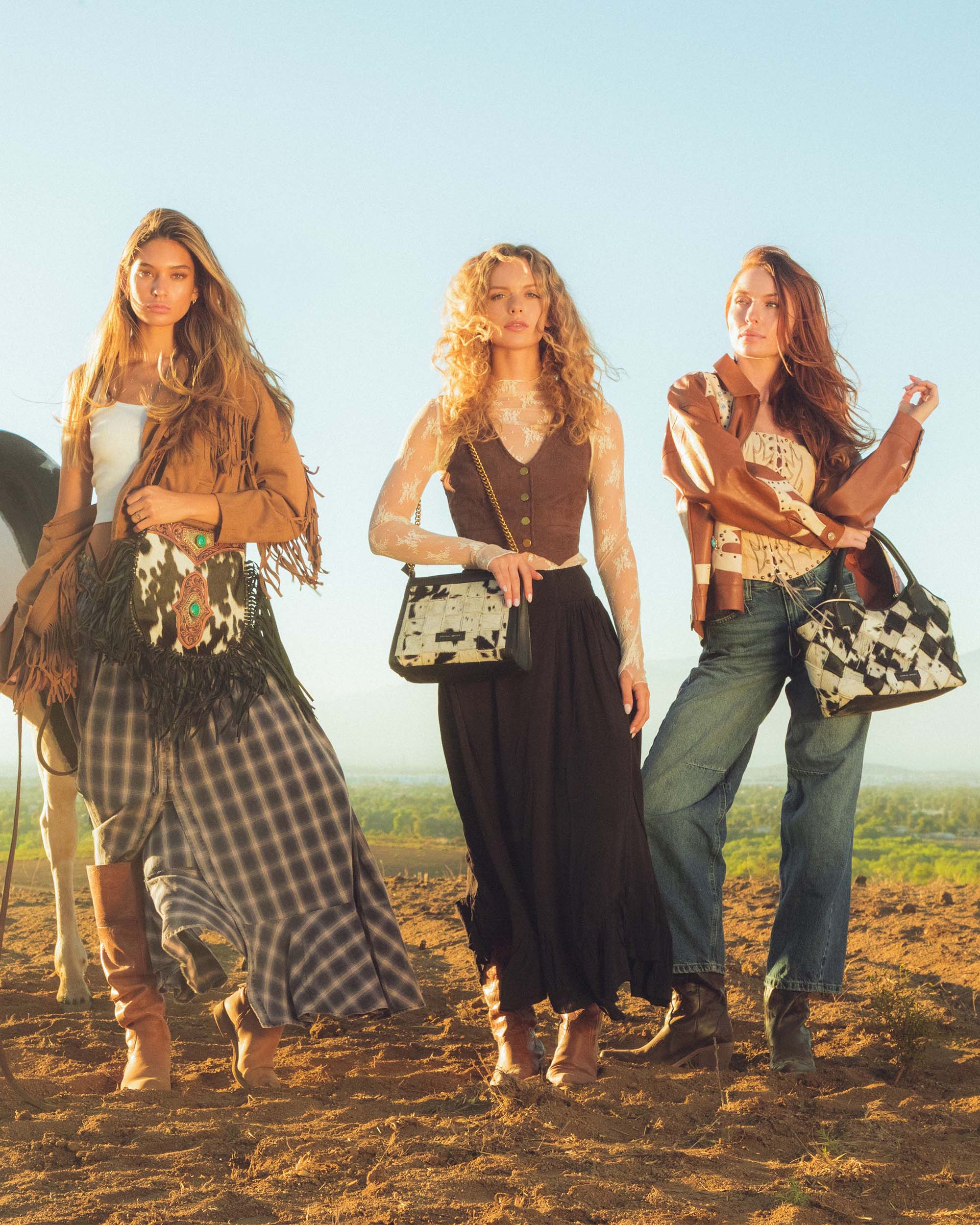 LOYAL WEST SCRAPPY MEDIUM CHAIN BAG IN COWHIDE AND BLACK CALFSKIN