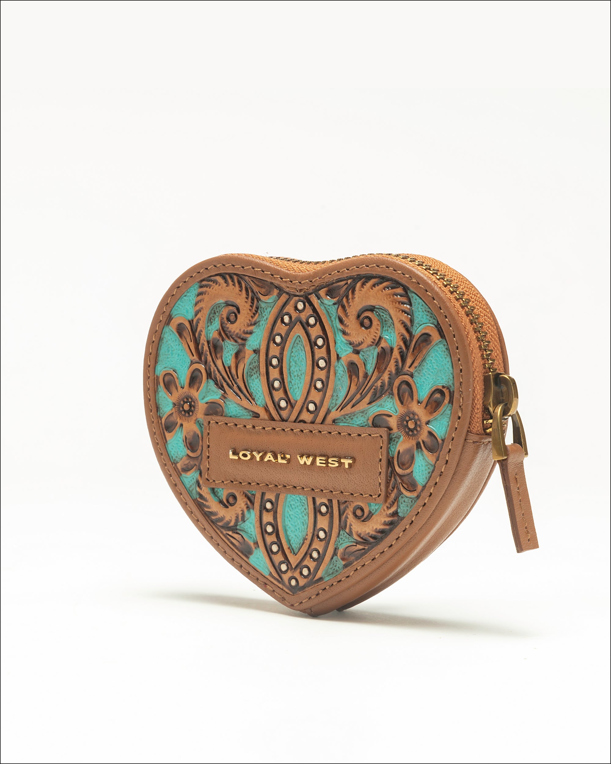 Cupid Coin Pouch Handtooled Leather - Whiskey & Water