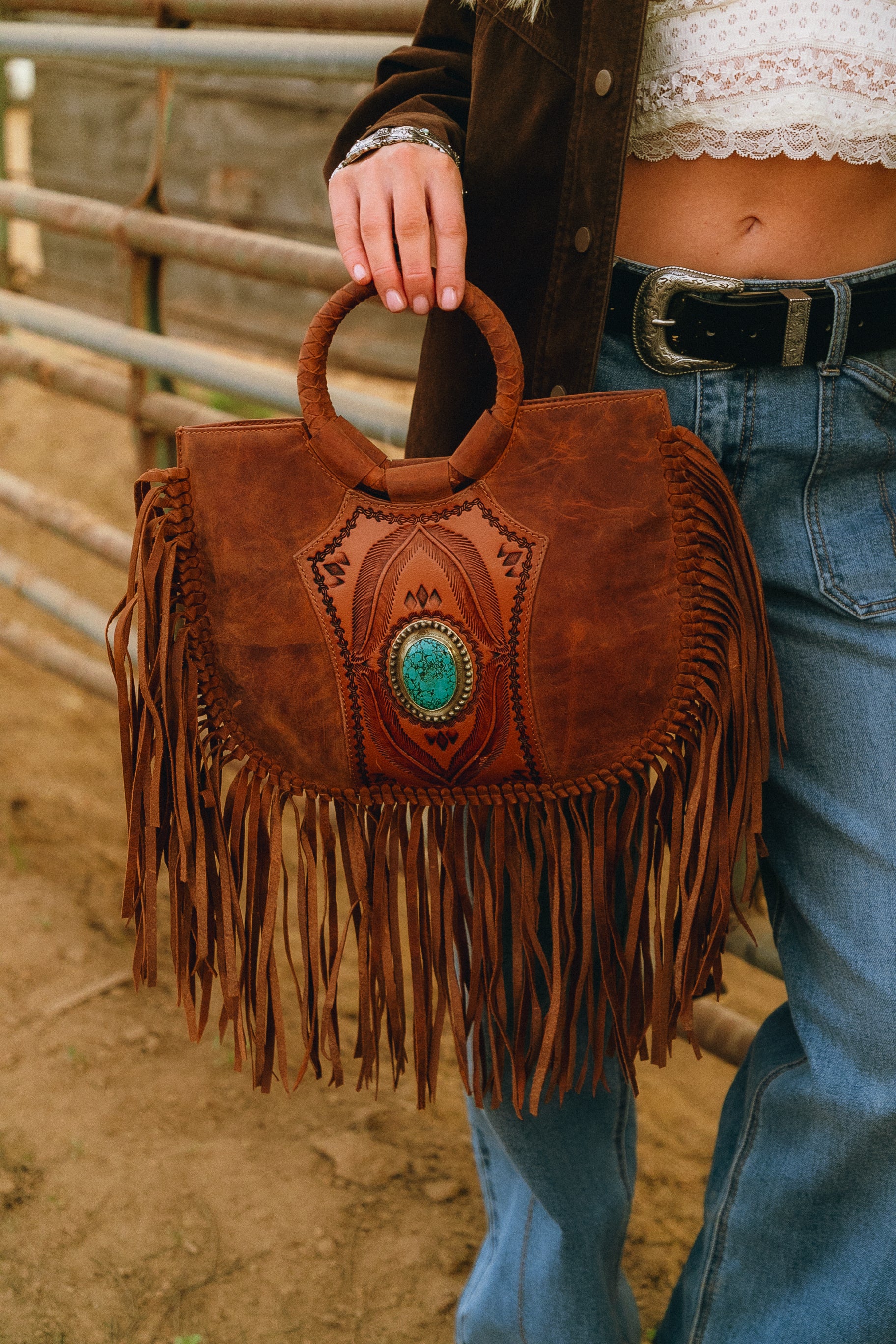 Sedona Tassle Bag In Saddle Brown