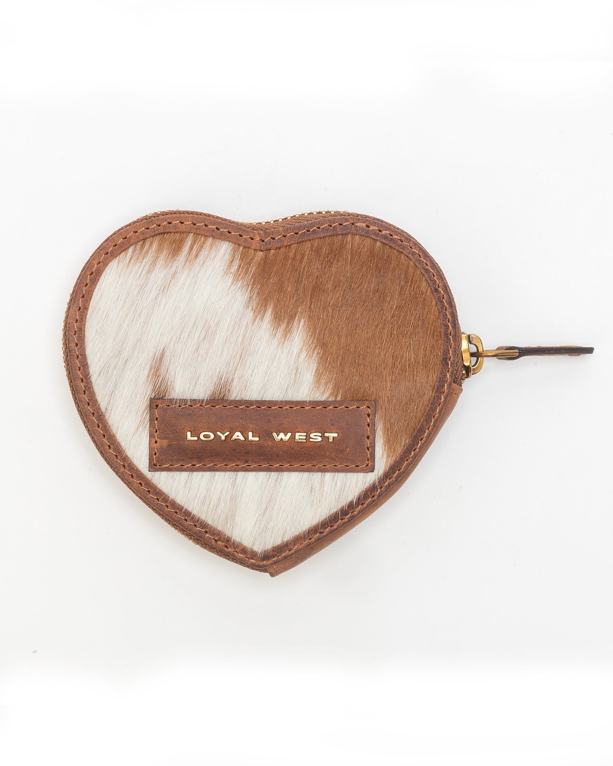 Cupid Coin Pouch In Brown & White Cowhide