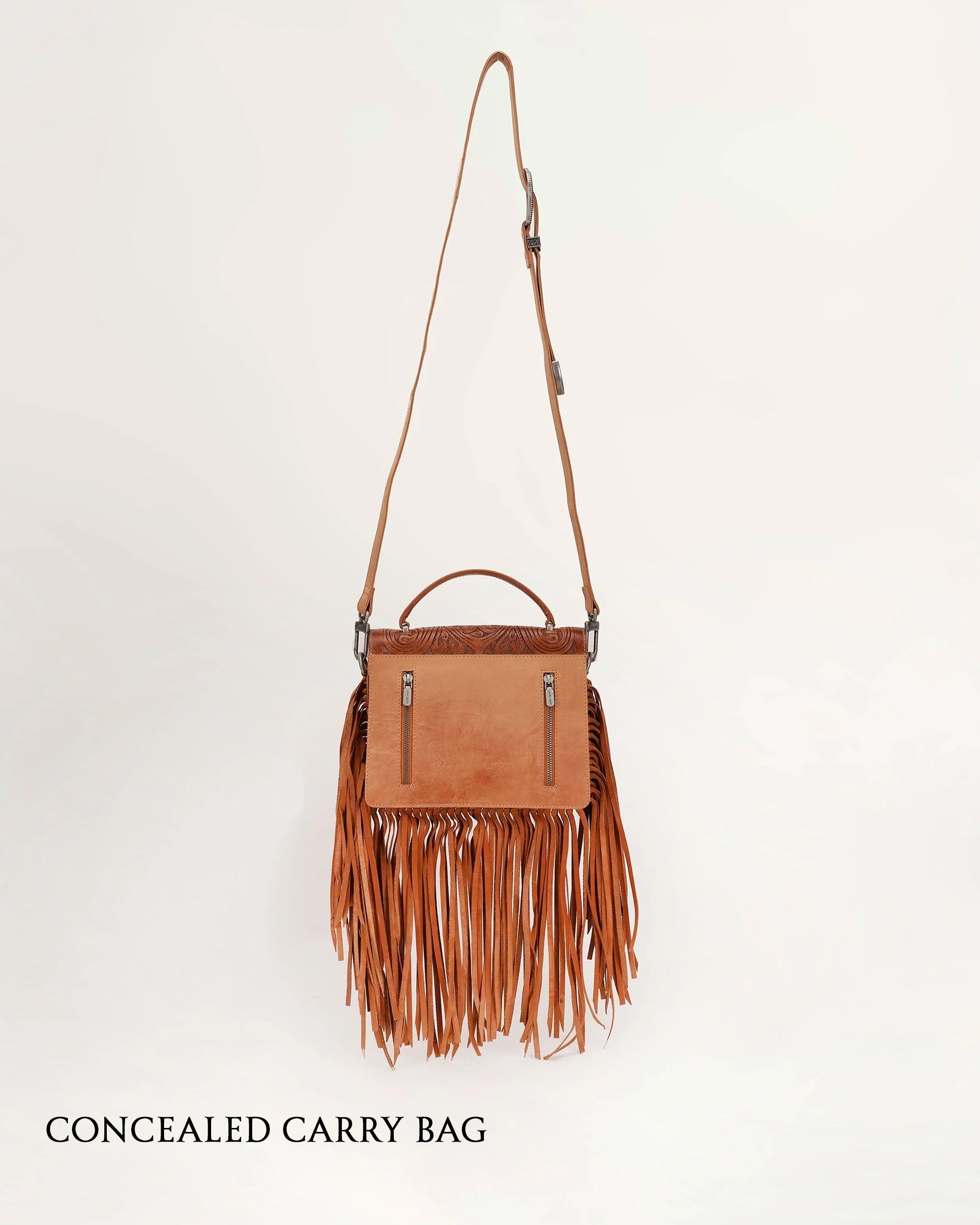 Classic Flap Medium Tassle Bag Floria Handtooled