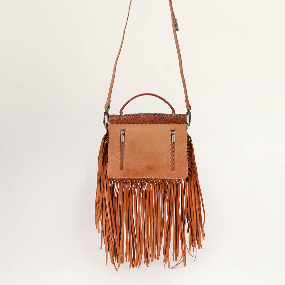 Classic Flap Medium Tassle Bag Floria Handtooled