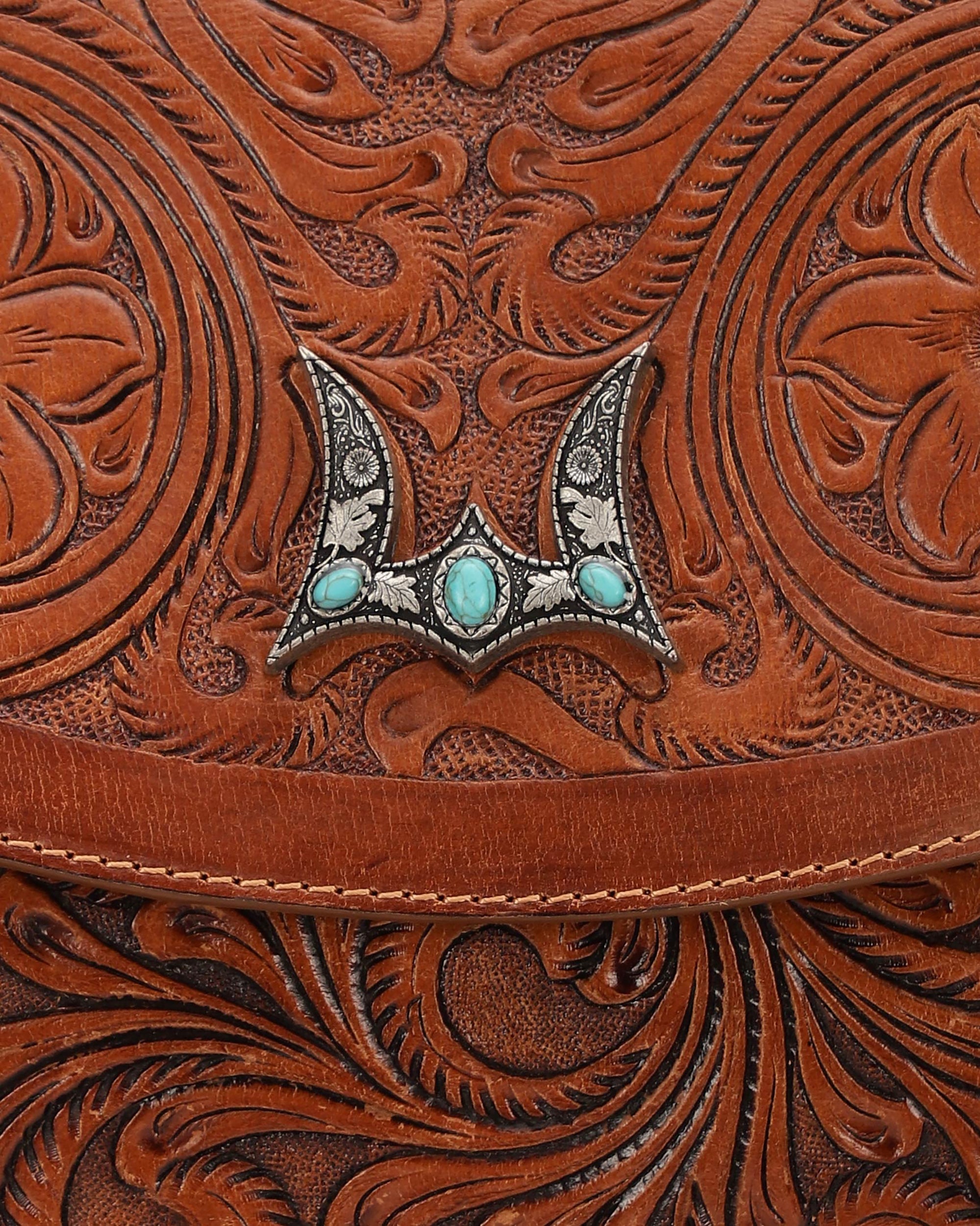 Classic Flap Medium Tassle Bag Floria Handtooled