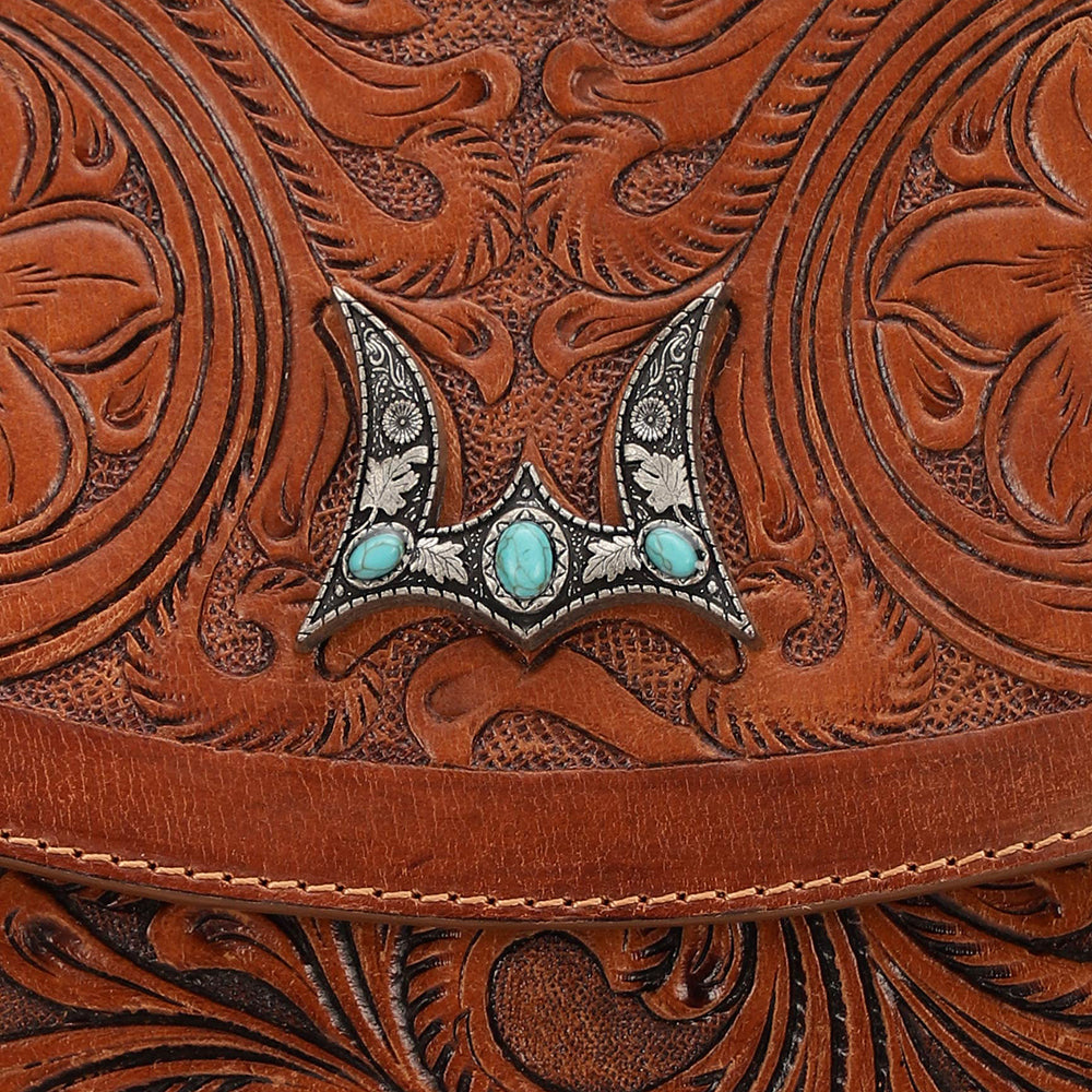 Classic Flap Medium Tassle Bag Floria Handtooled