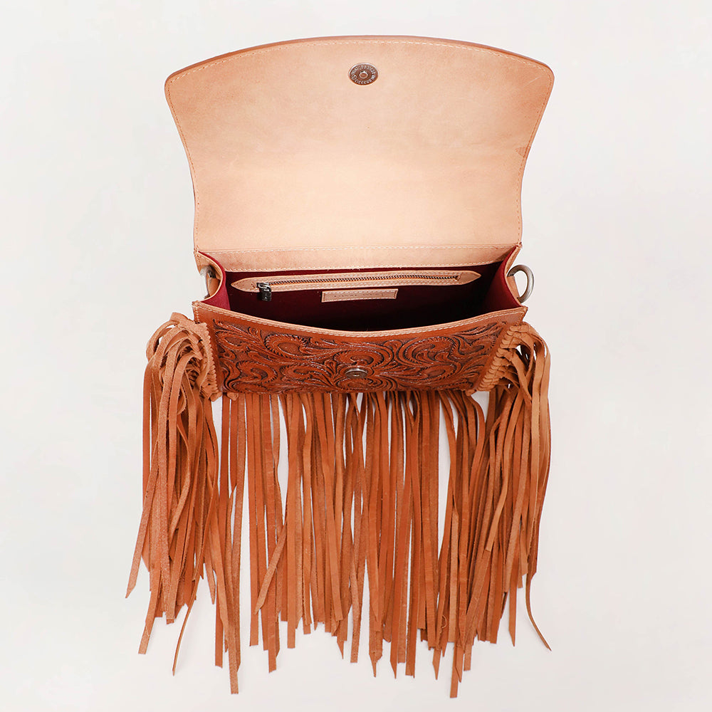 Classic Flap Medium Tassle Bag Floria Handtooled