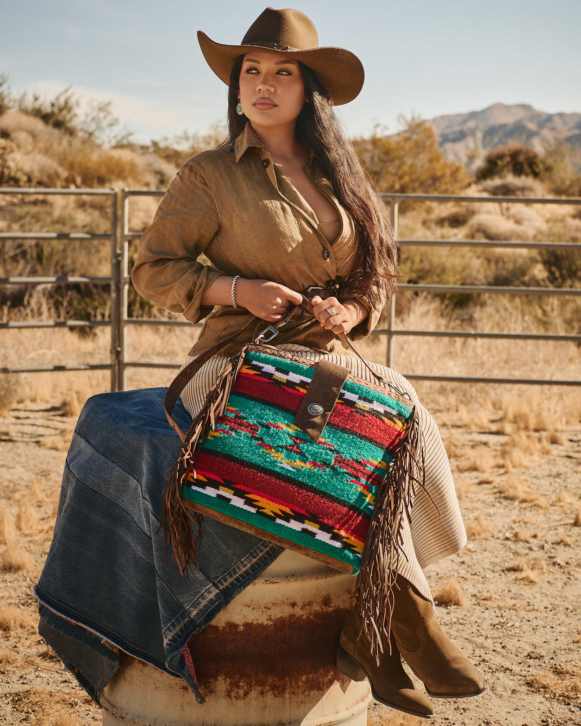 Long Chap Cowhide Tassle Bag