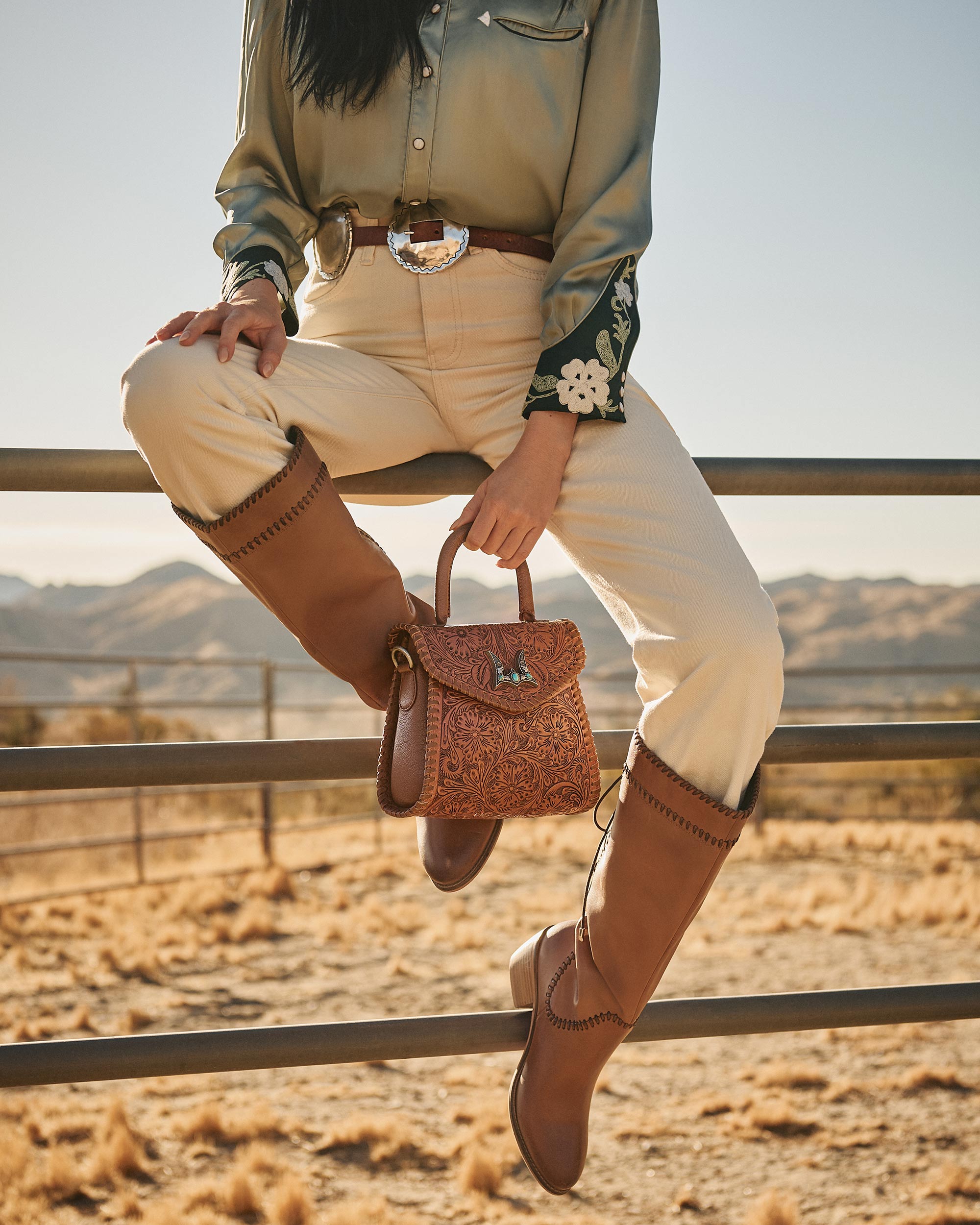 Leon Mini Handle Purse - Brown