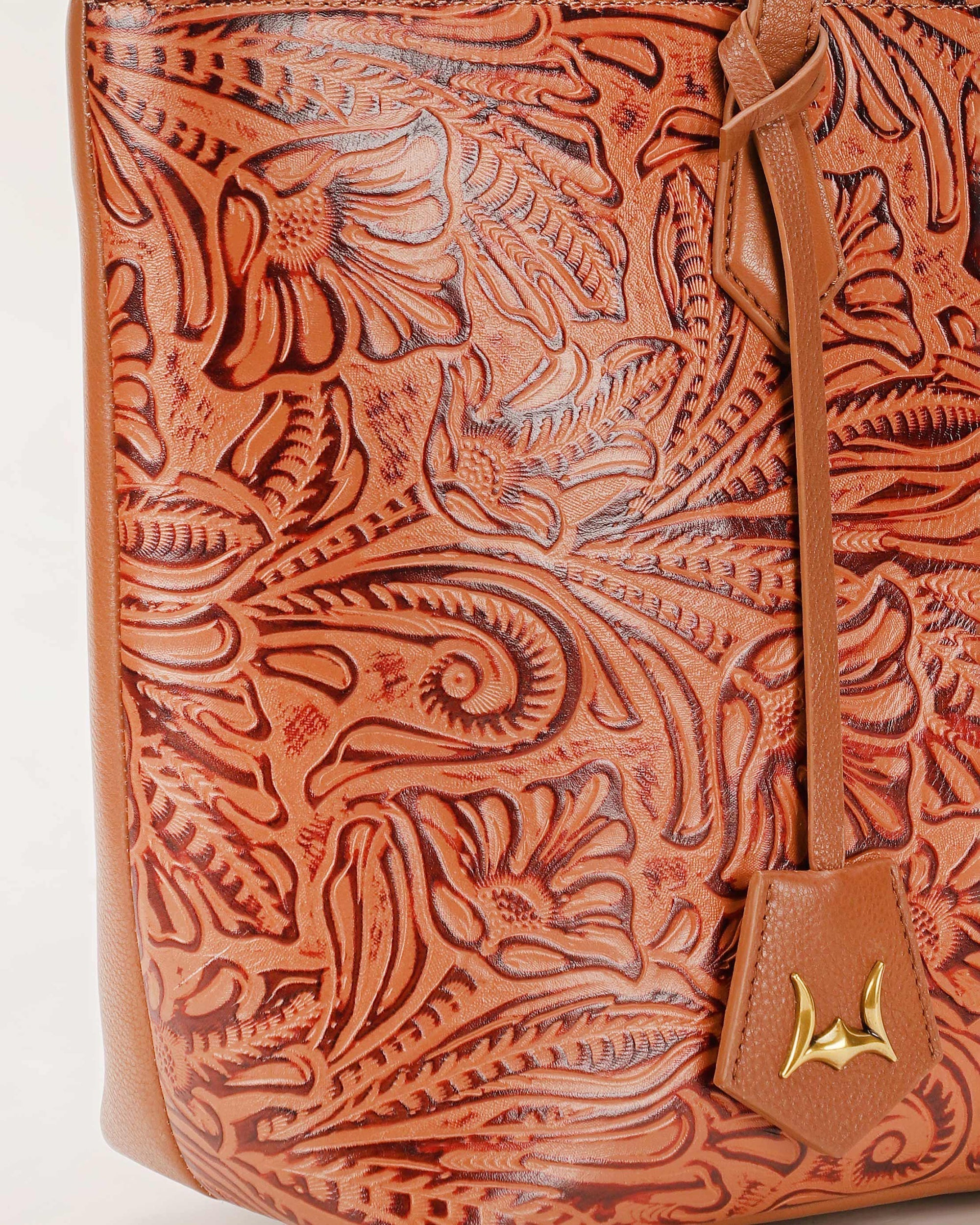 California Poppy Large Bag Brown Floral