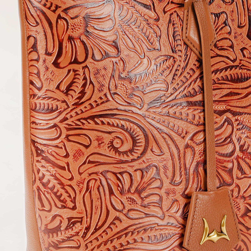 California Poppy Large Bag Brown Floral