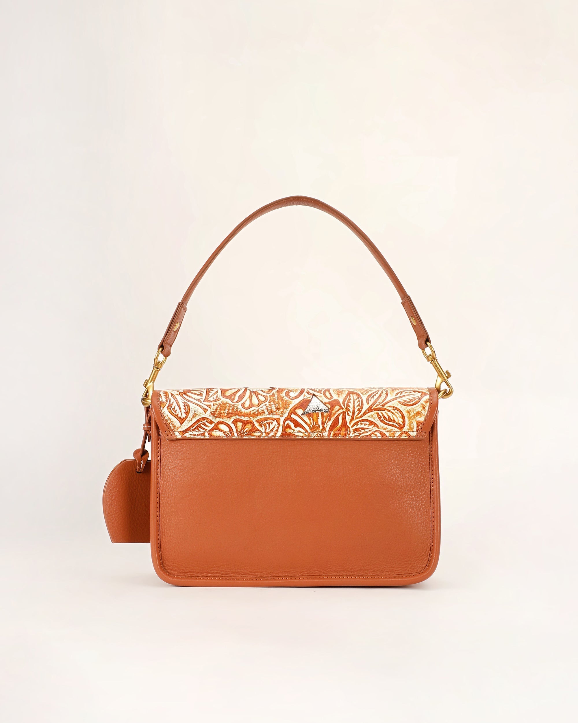 Shell Medium Purse Golden Floral Leather