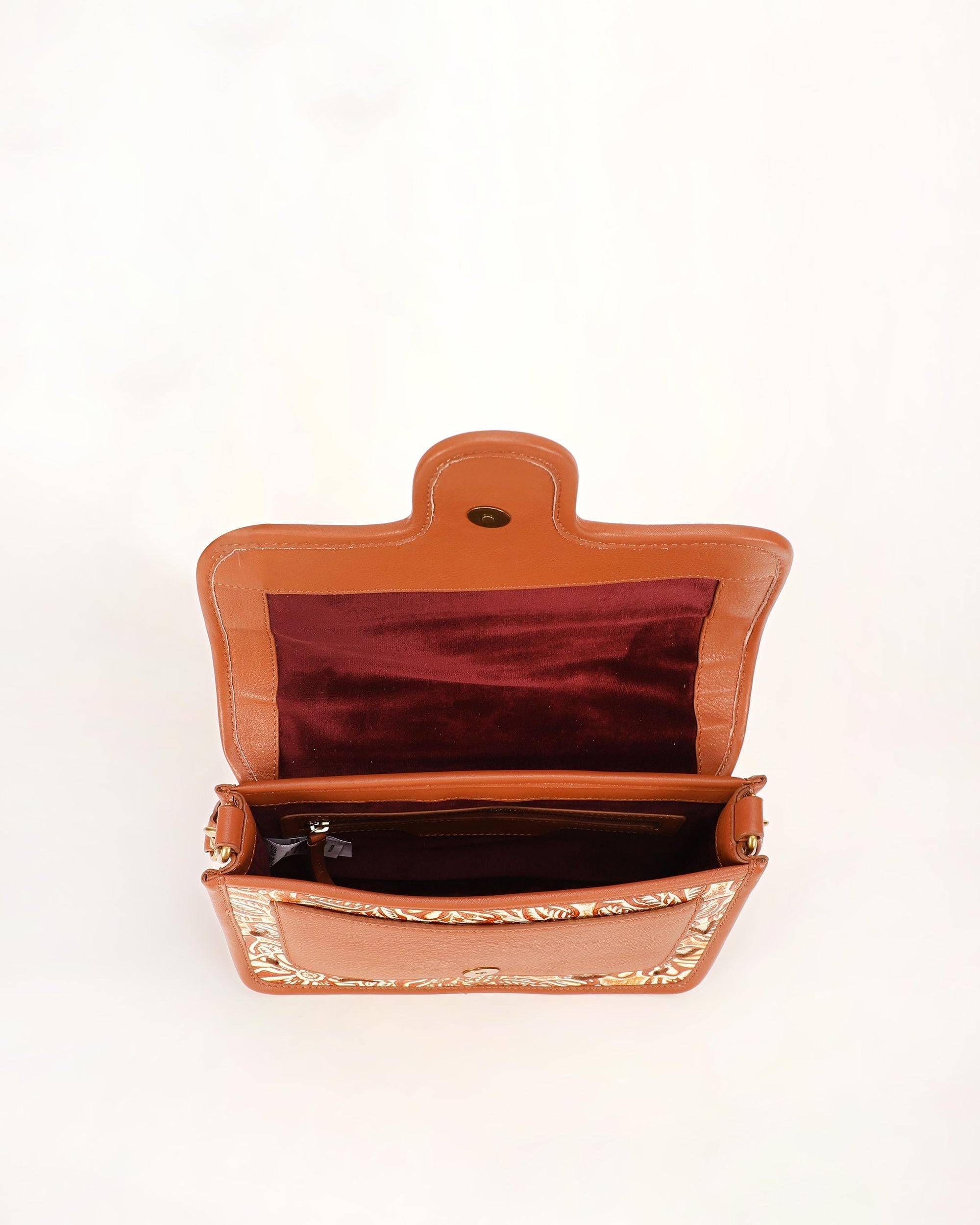 Shell Medium Purse Golden Floral Leather