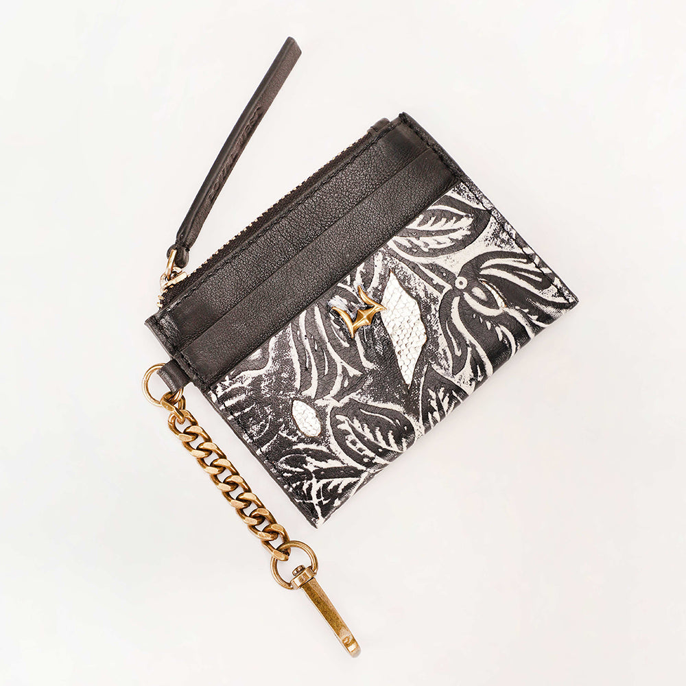 Shell Credit Card Holder Black floral