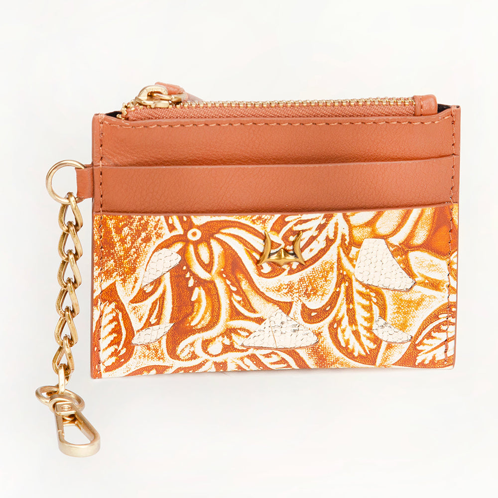 Shell Credit Card Holder Golden floral