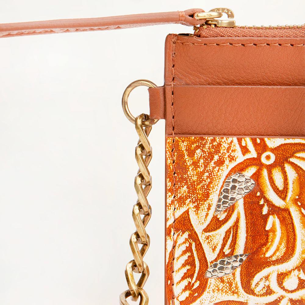 Shell Credit Card Holder Golden floral