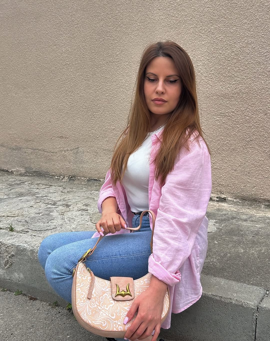 Lw Hobo Medium Purse Beige Floral