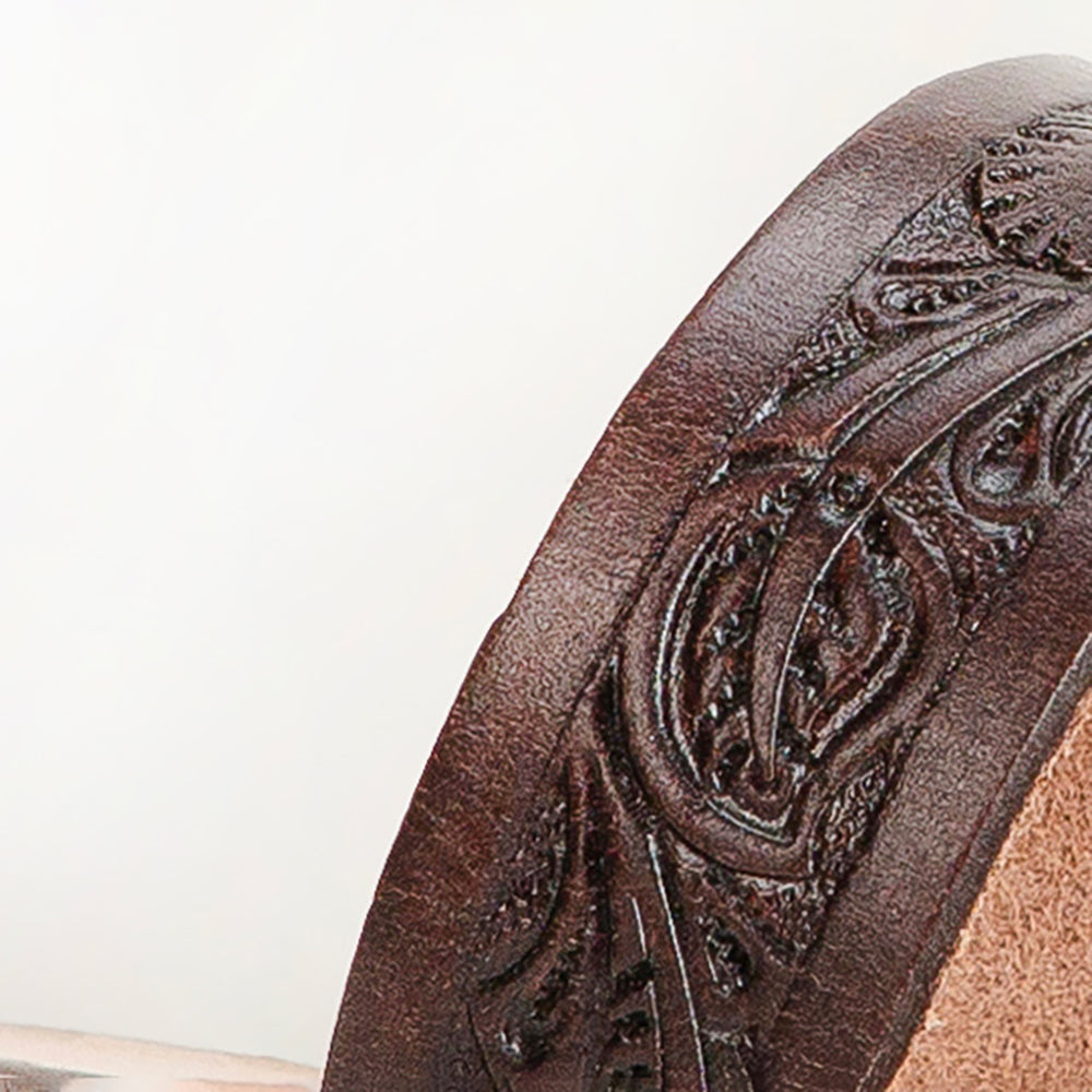 Mesa Wanderer Sandals - Black Handtooled Leather