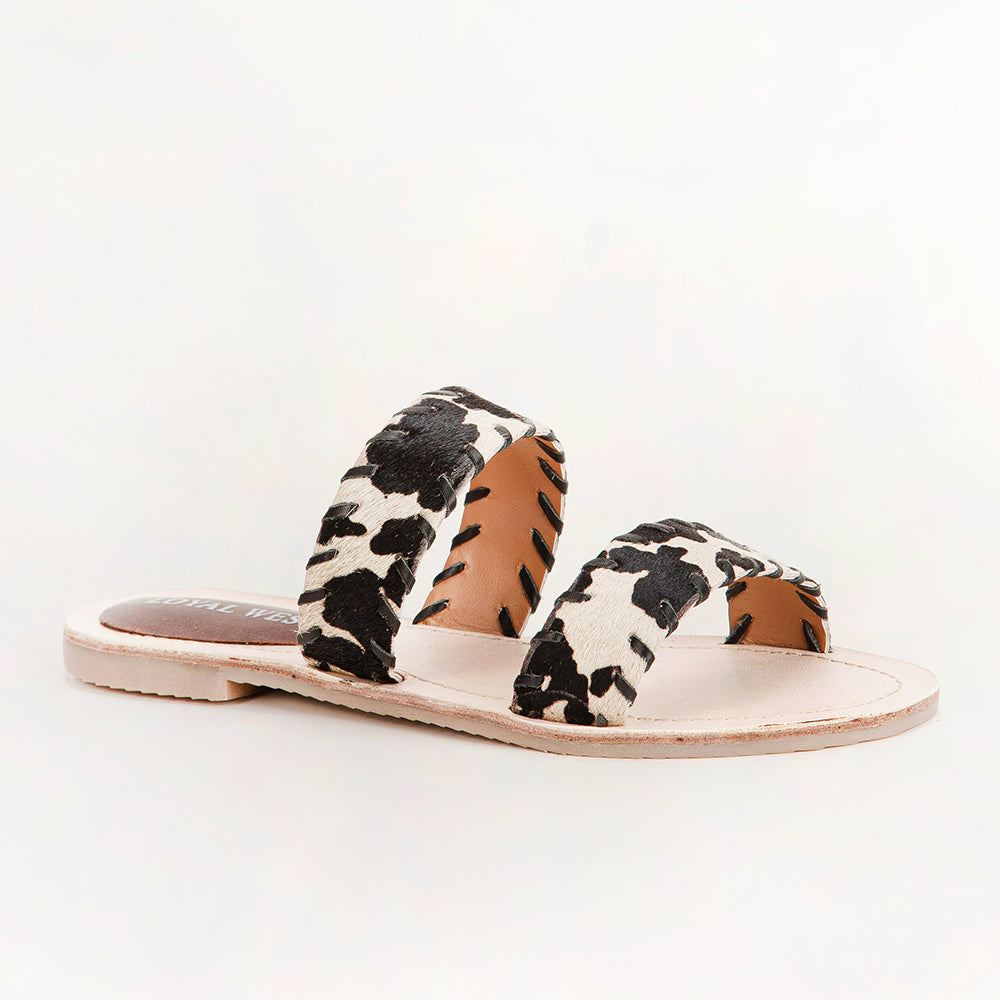 Mesa Wanderer Sandals - Black And White Cowhide