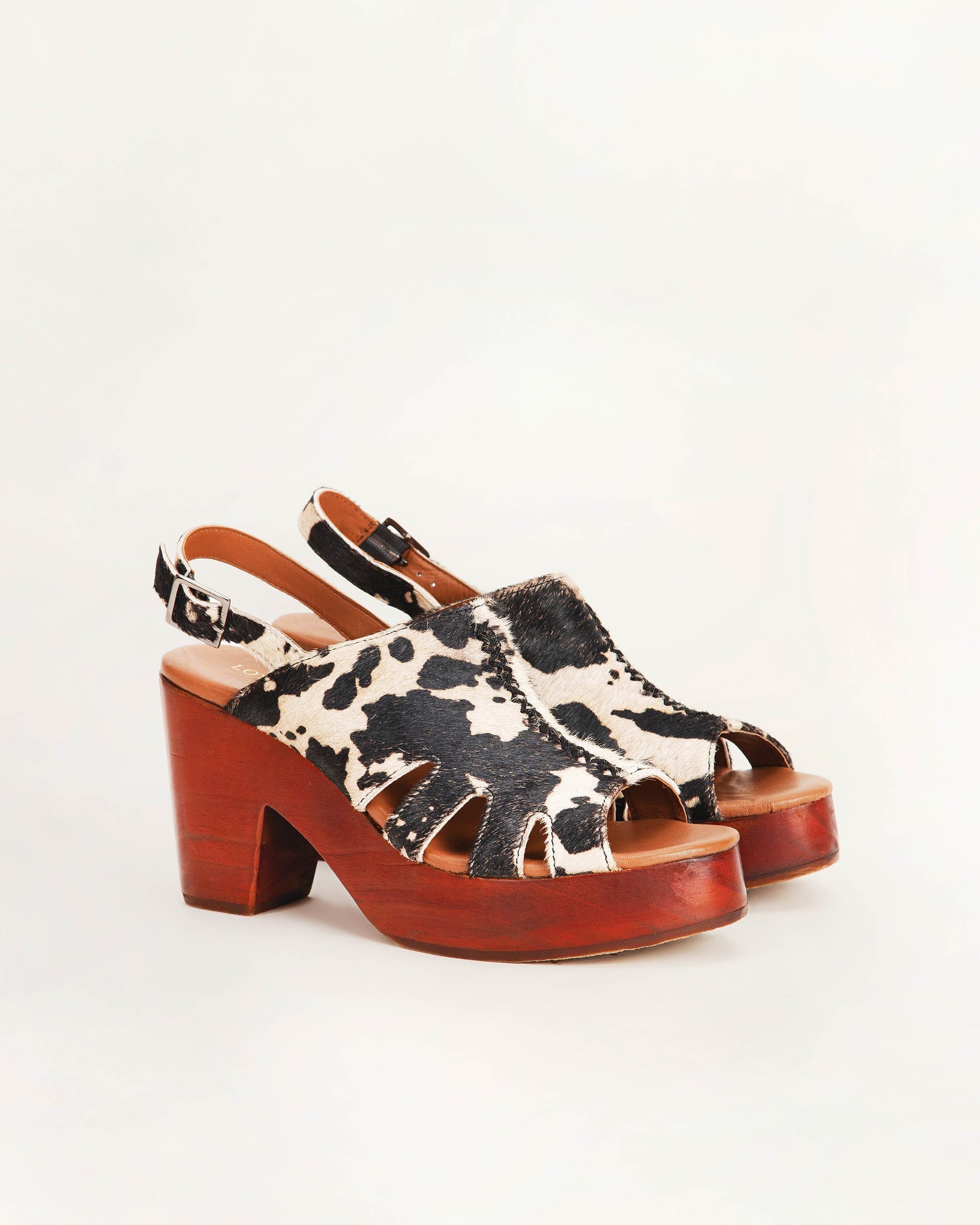 Dana Sandals - Black And White Cowhide