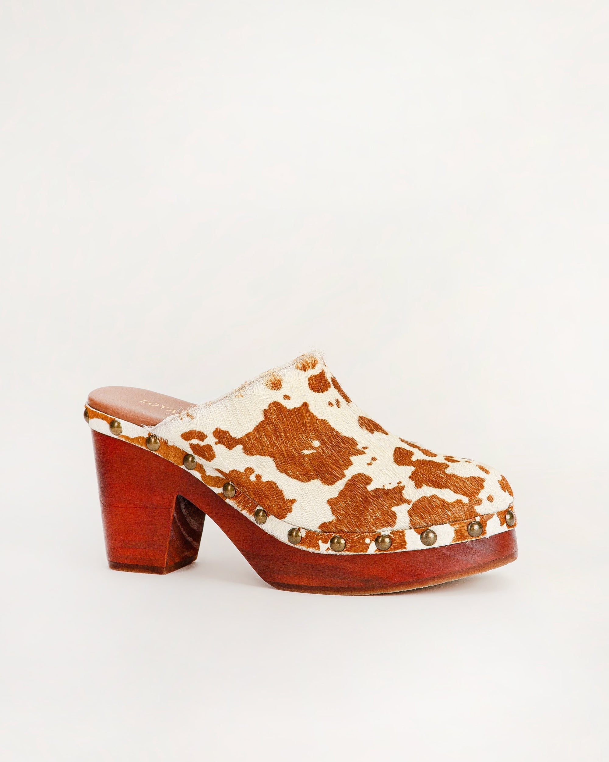 Carlotta Trail Clogs Brown And White Cowhide