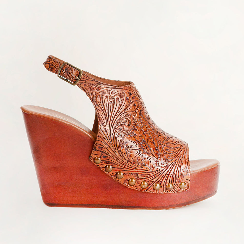 Amelia Sandals Handtooled Leather