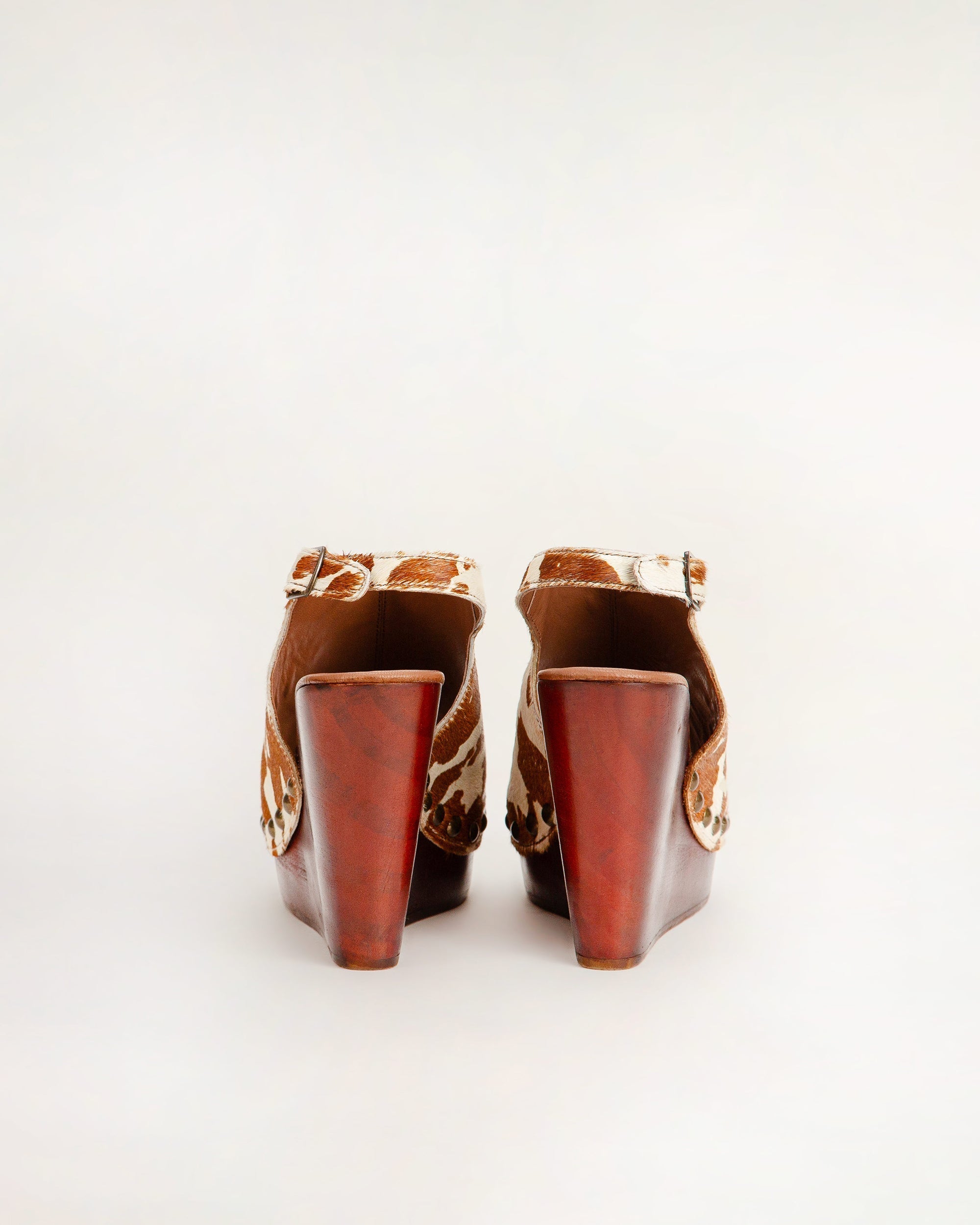 Amelia Sandals Brown And White Cowhide