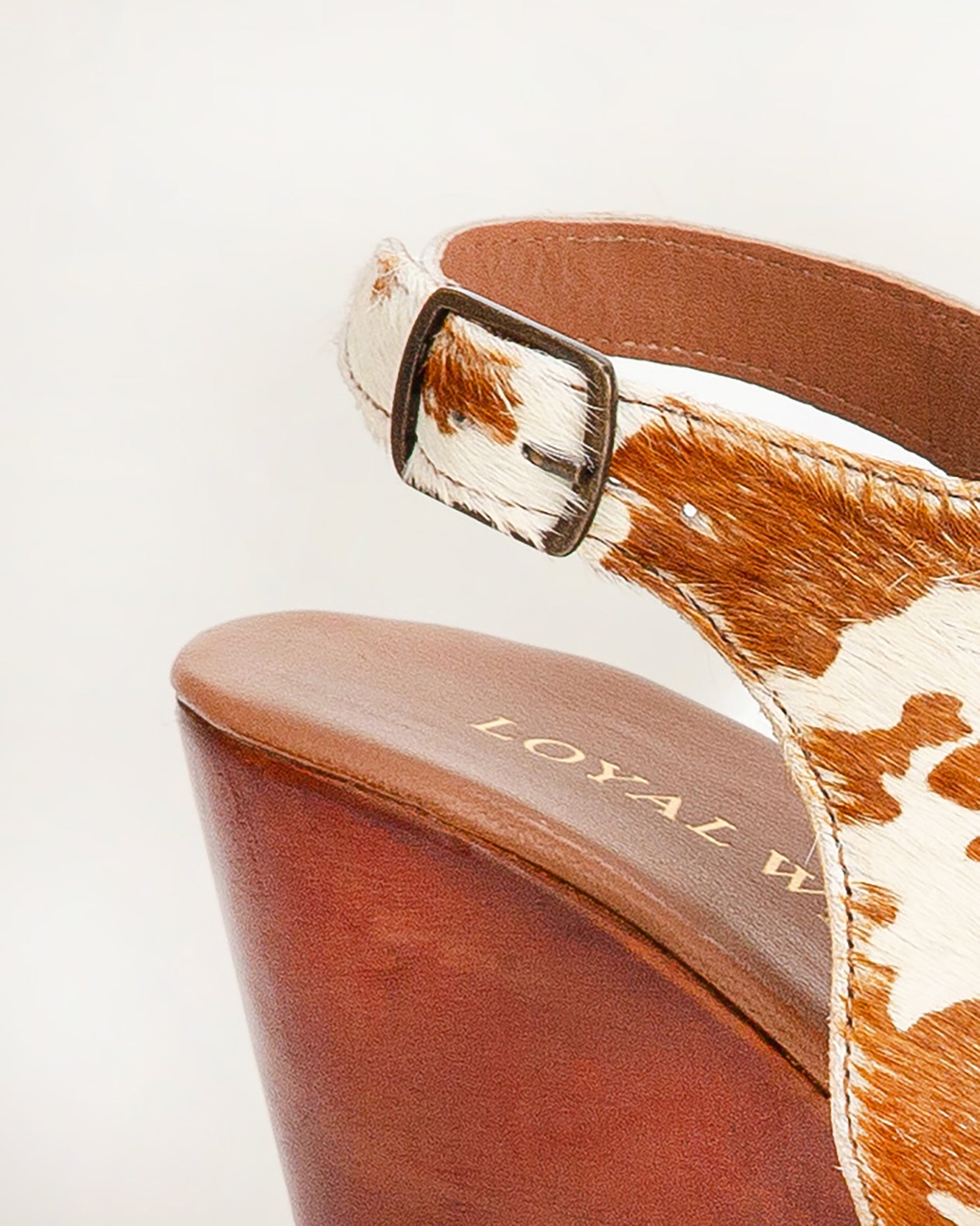 Amelia Sandals Brown And White Cowhide