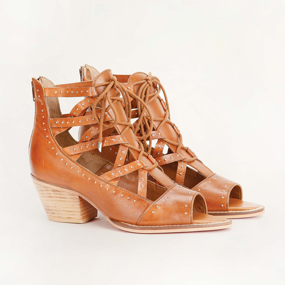 Lace Up Booties In Calfskin