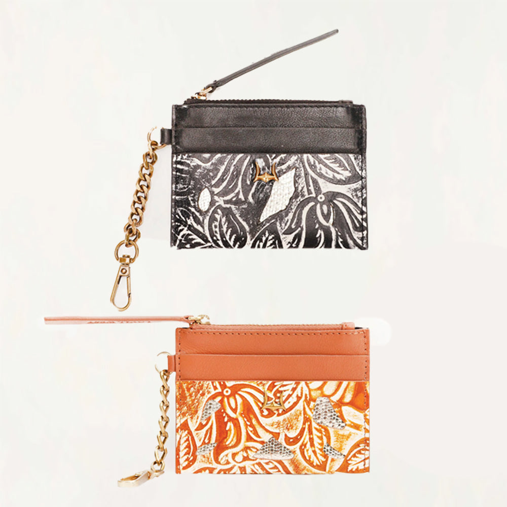 Shell Credit Card Holder Golden floral